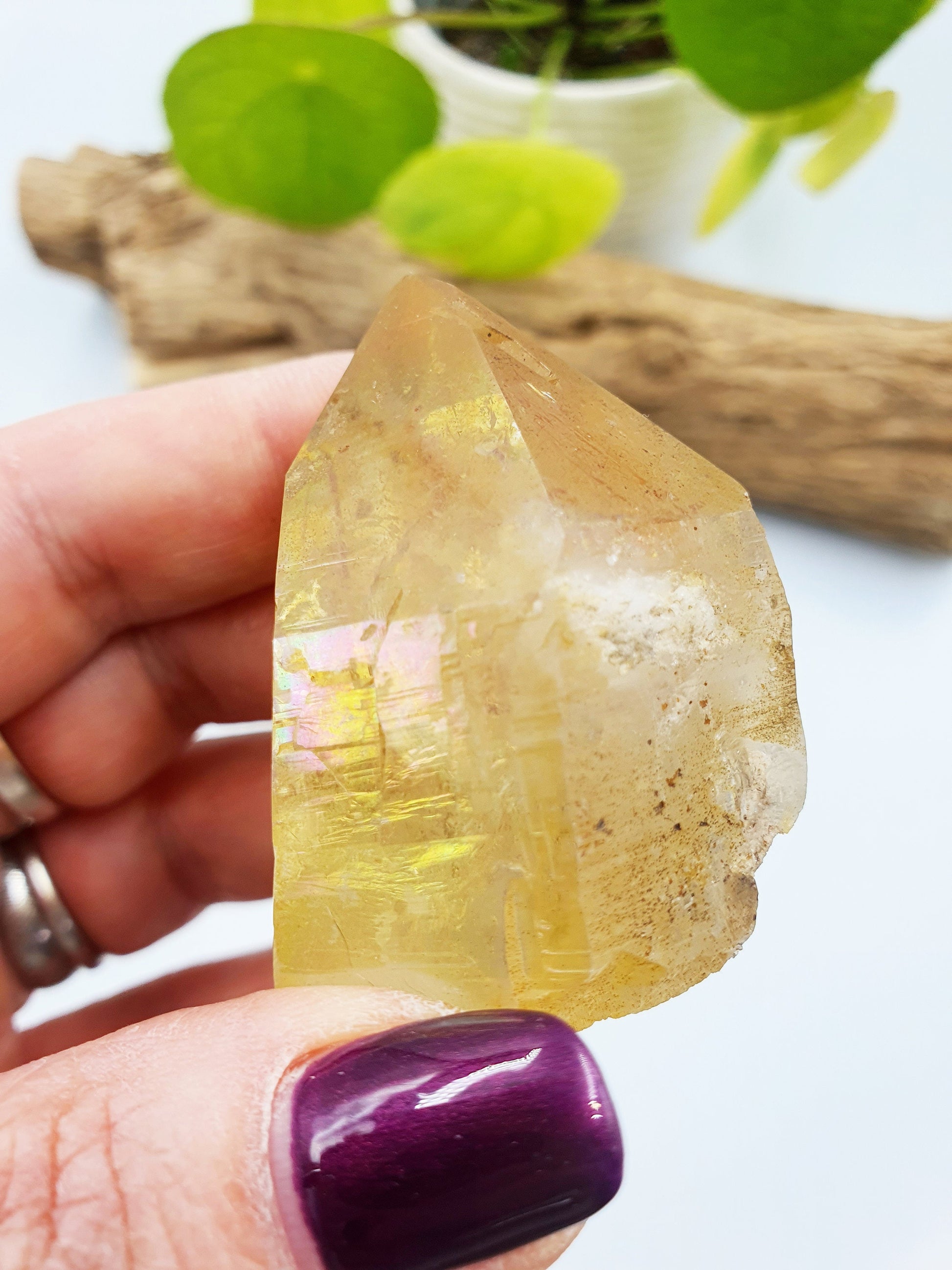 Rare Natural Rainbow Aura Yellow Himalayan Quartz Point