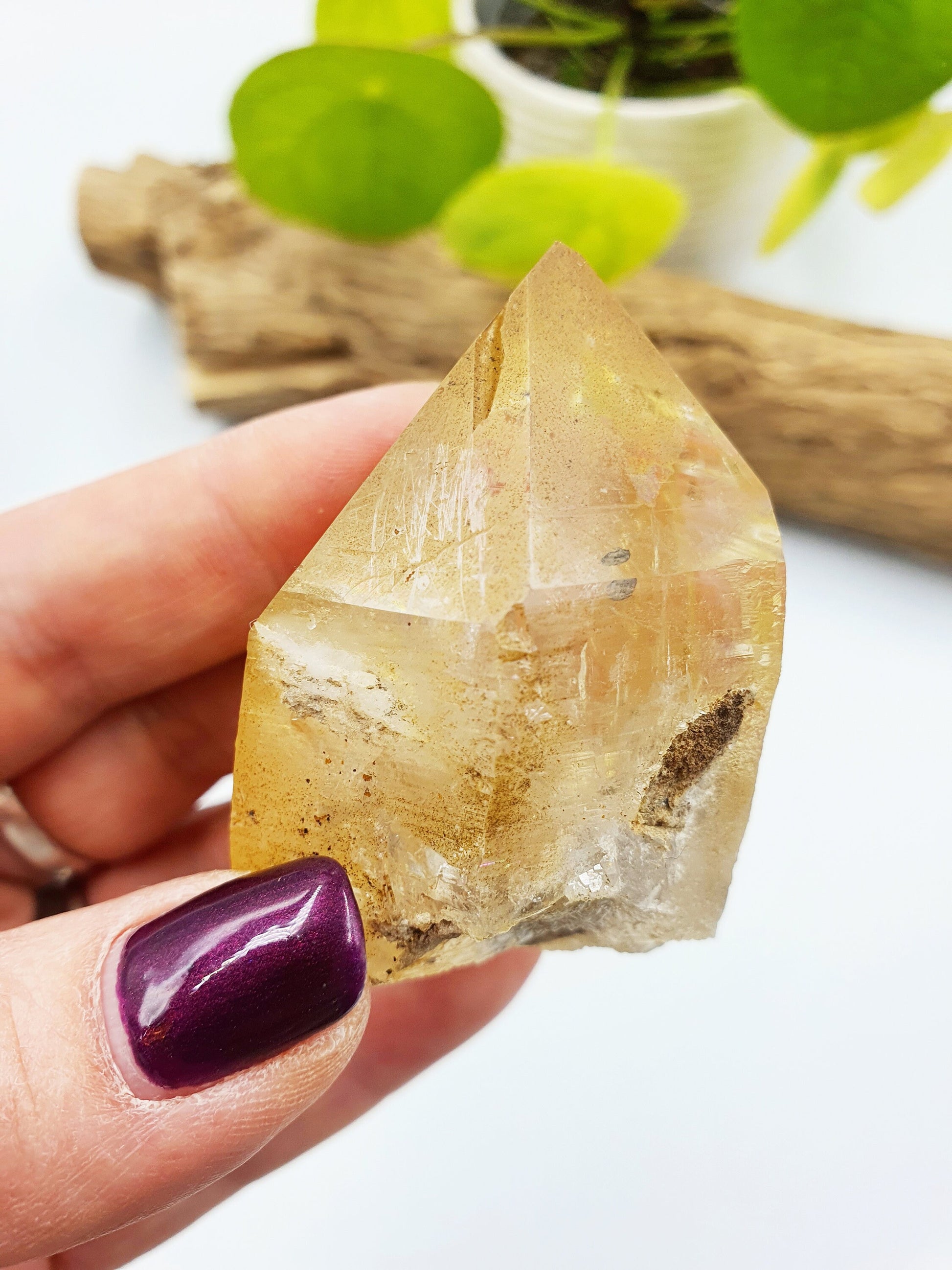 Rare Natural Rainbow Aura Yellow Himalayan Quartz Point