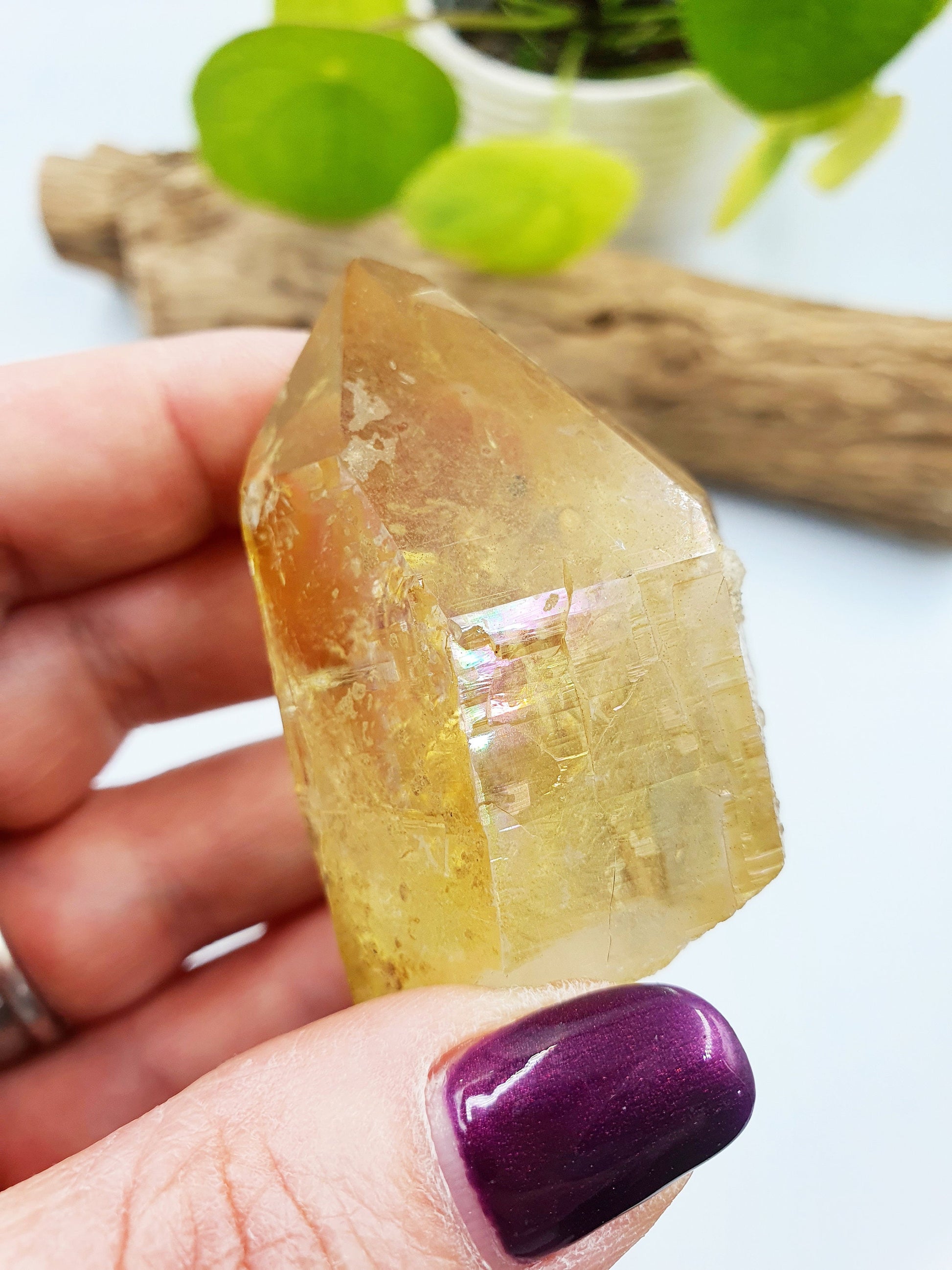Rare Natural Rainbow Aura Yellow Himalayan Quartz Point