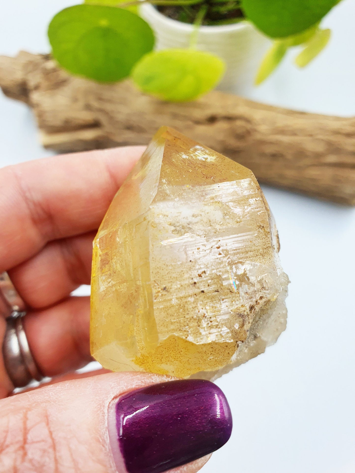 Rare Natural Rainbow Aura Yellow Himalayan Quartz Point