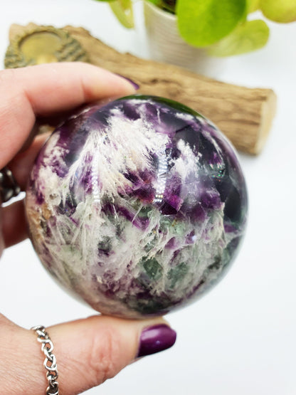 Feather Fluorite Sphere