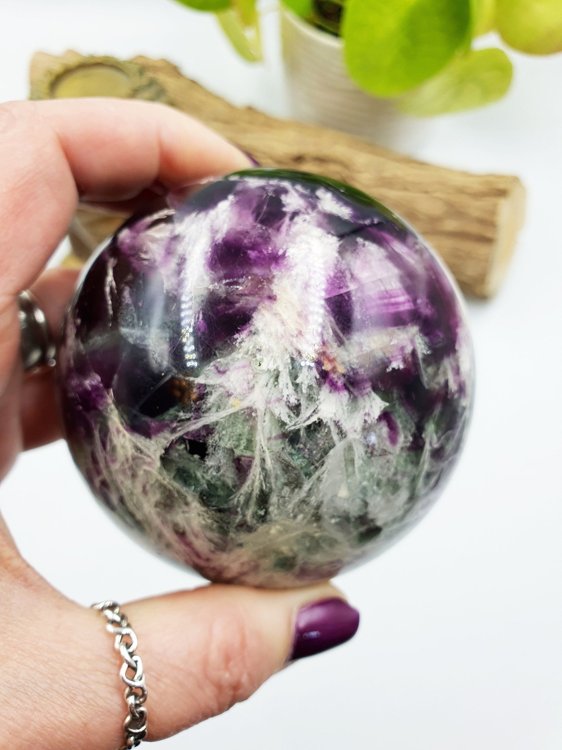 Feather Fluorite Sphere