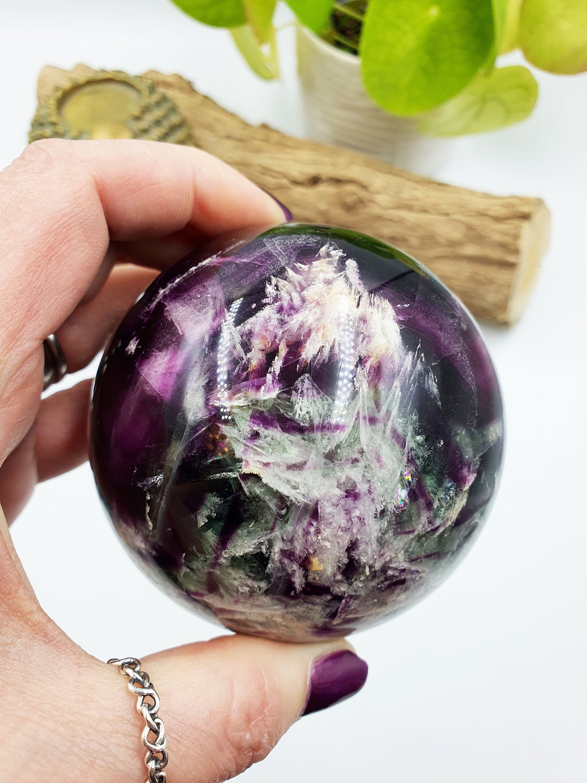 Feather Fluorite Sphere