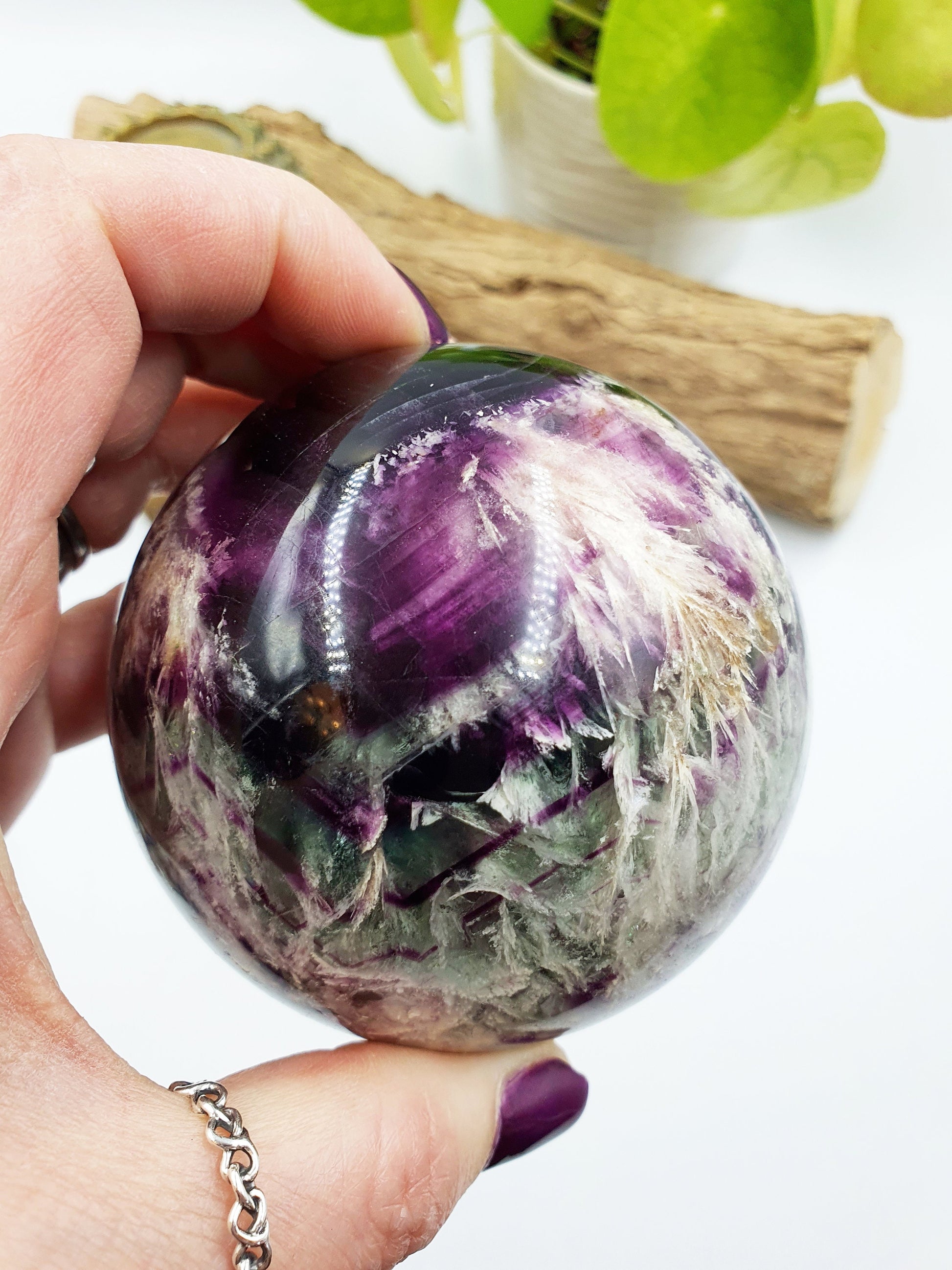 Feather Fluorite Sphere