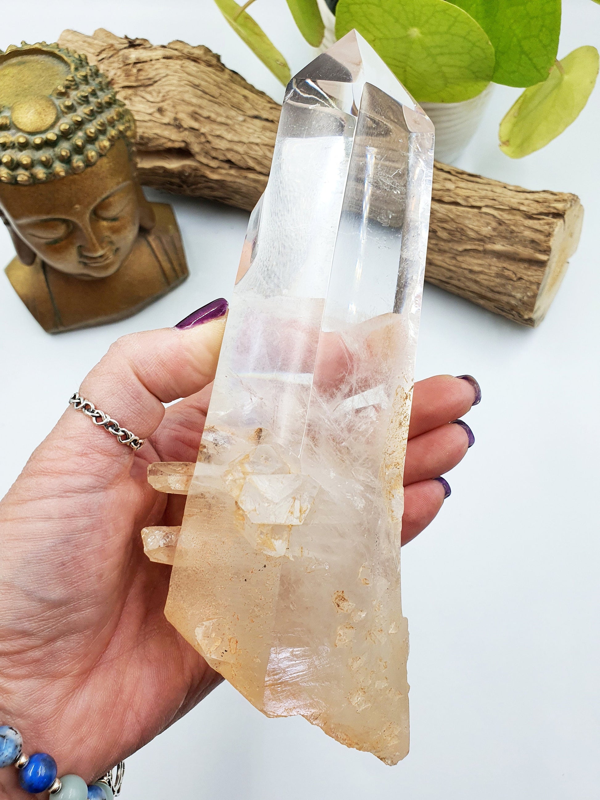 Large Clear Manifestation Quartz Point