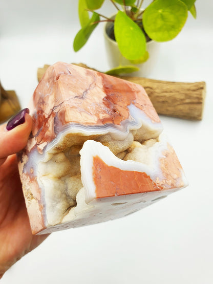 Pink Agate Cube