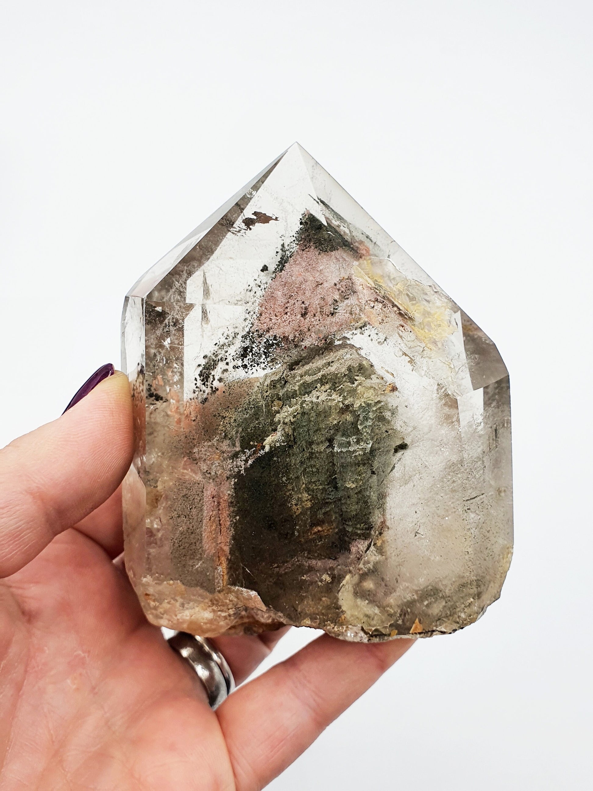 High Grade Green Garden Quartz Freeform /Lodolite Quartz Freeform