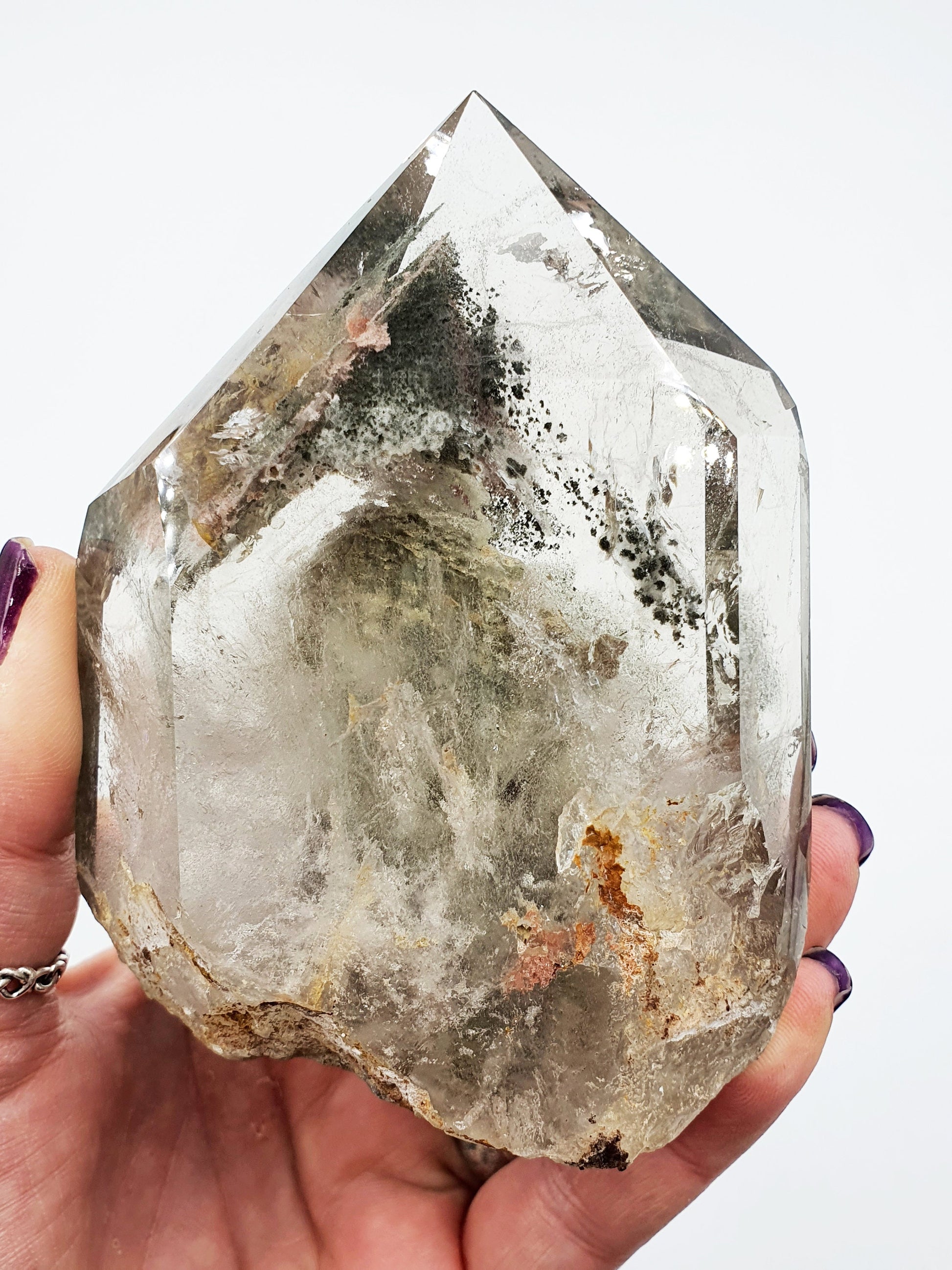 High Grade Green Garden Quartz Freeform /Lodolite Quartz Freeform
