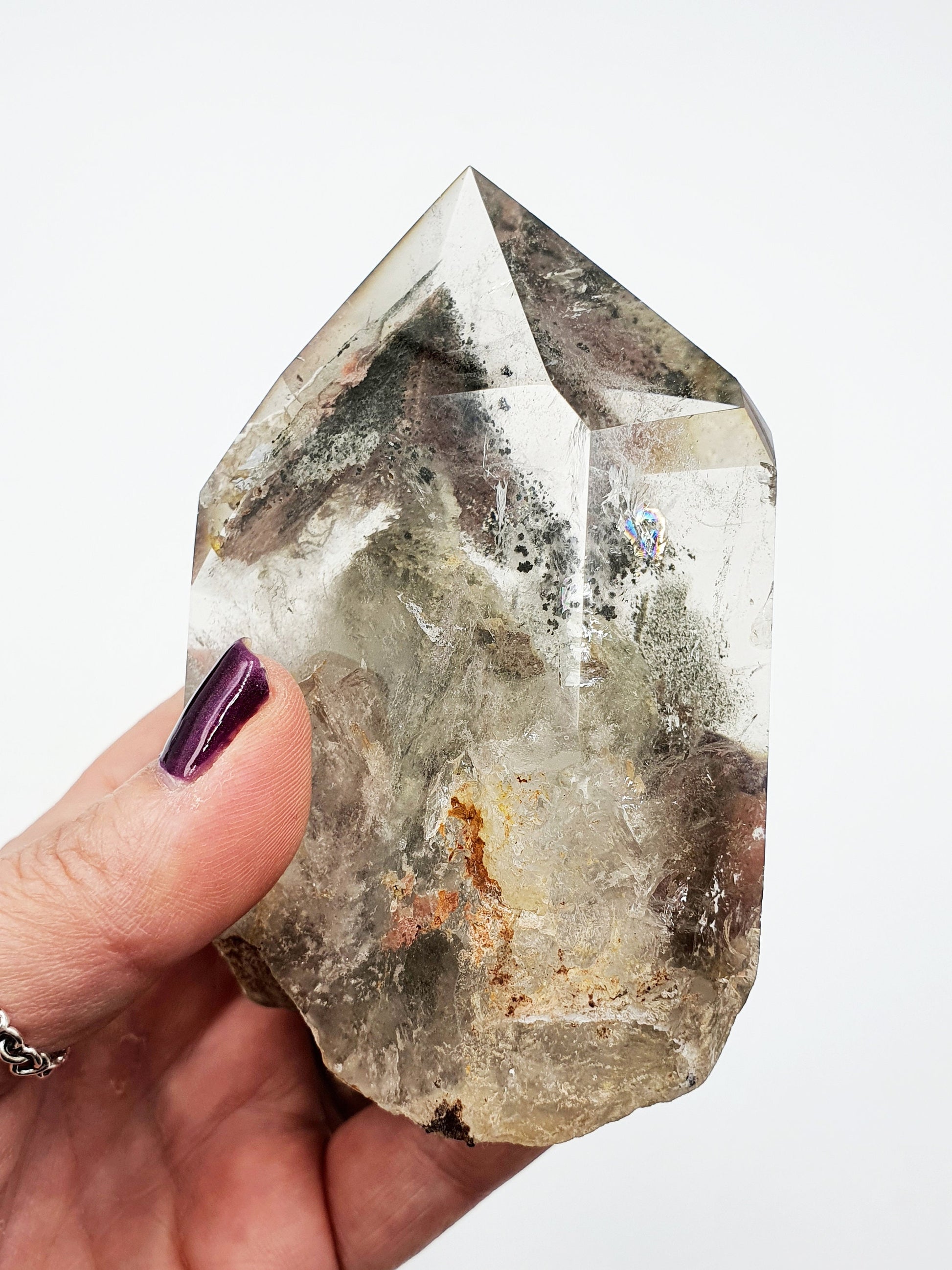 High Grade Green Garden Quartz Freeform /Lodolite Quartz Freeform