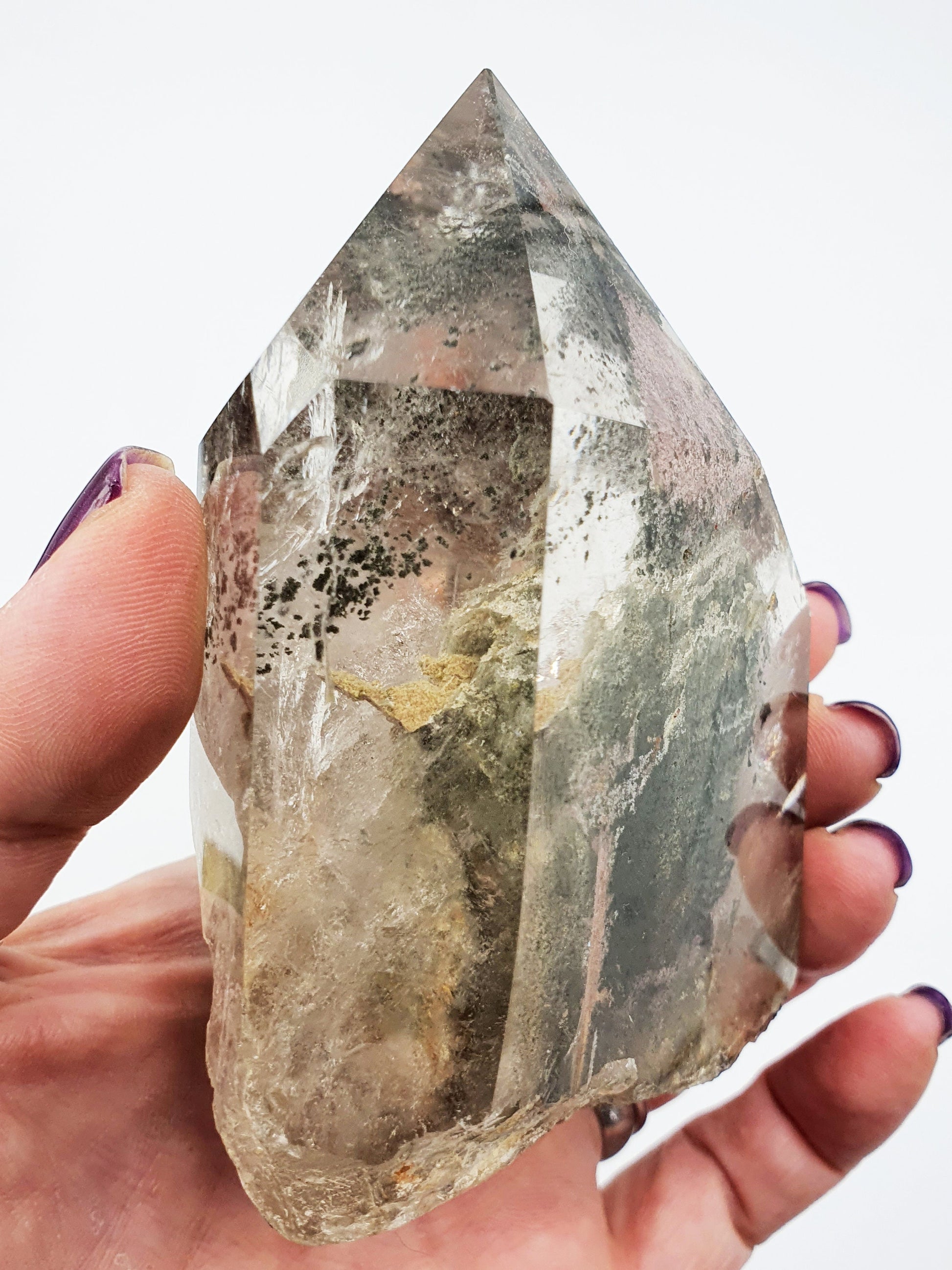 High Grade Green Garden Quartz Freeform /Lodolite Quartz Freeform