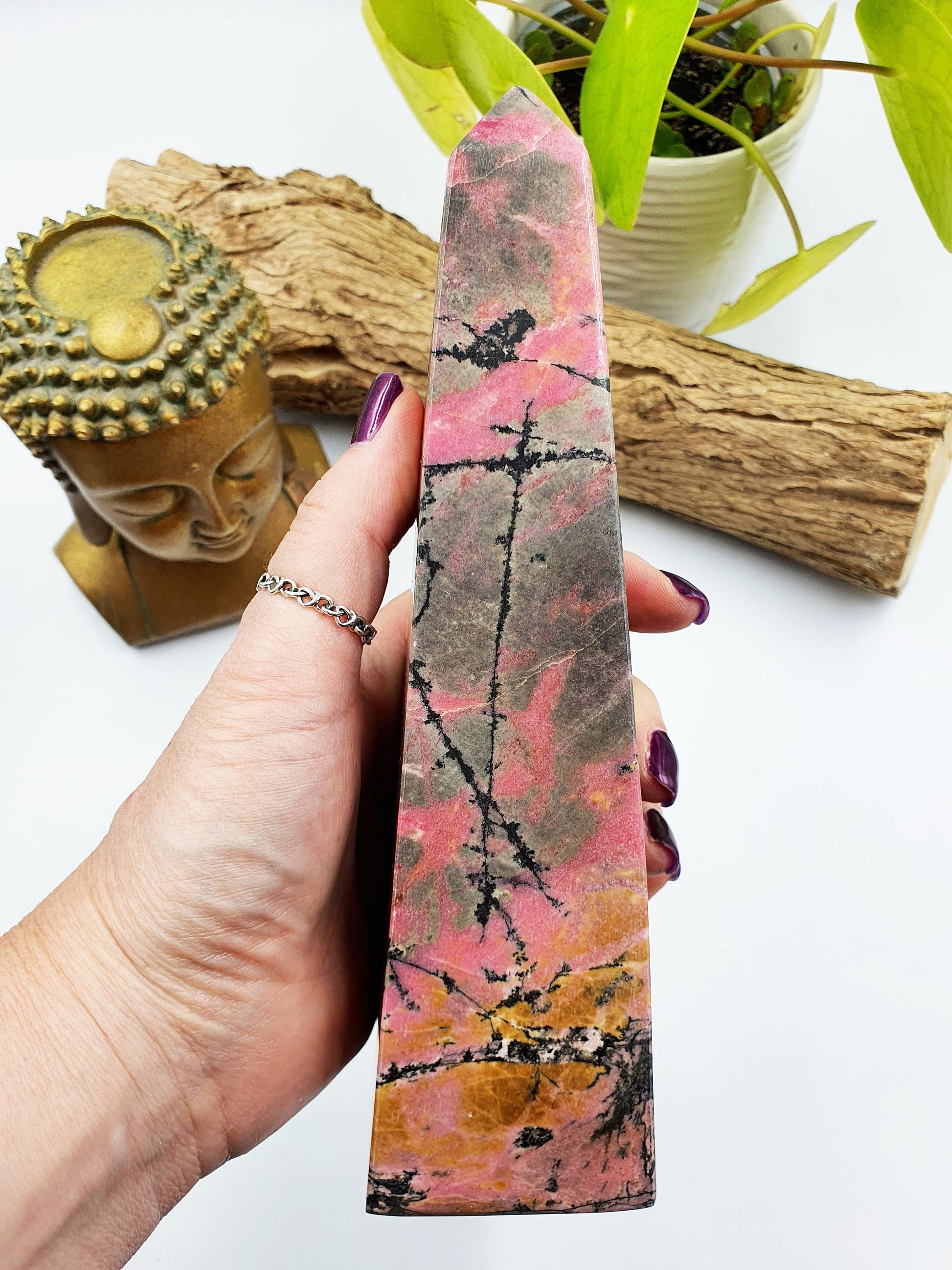Large Rhodonite Crystal Tower