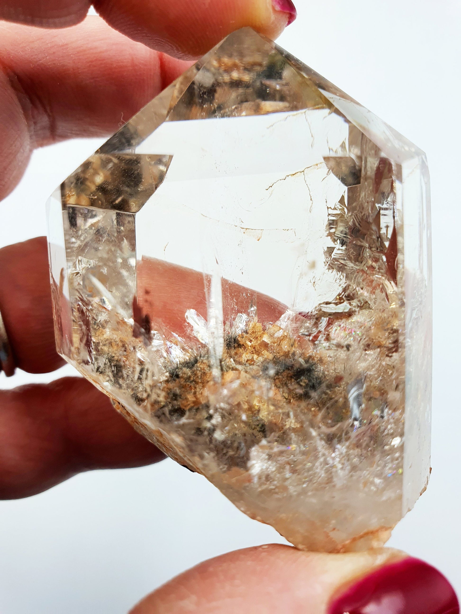 High Grade Garden Quartz Tower with stand /Lodolite Quartz Point
