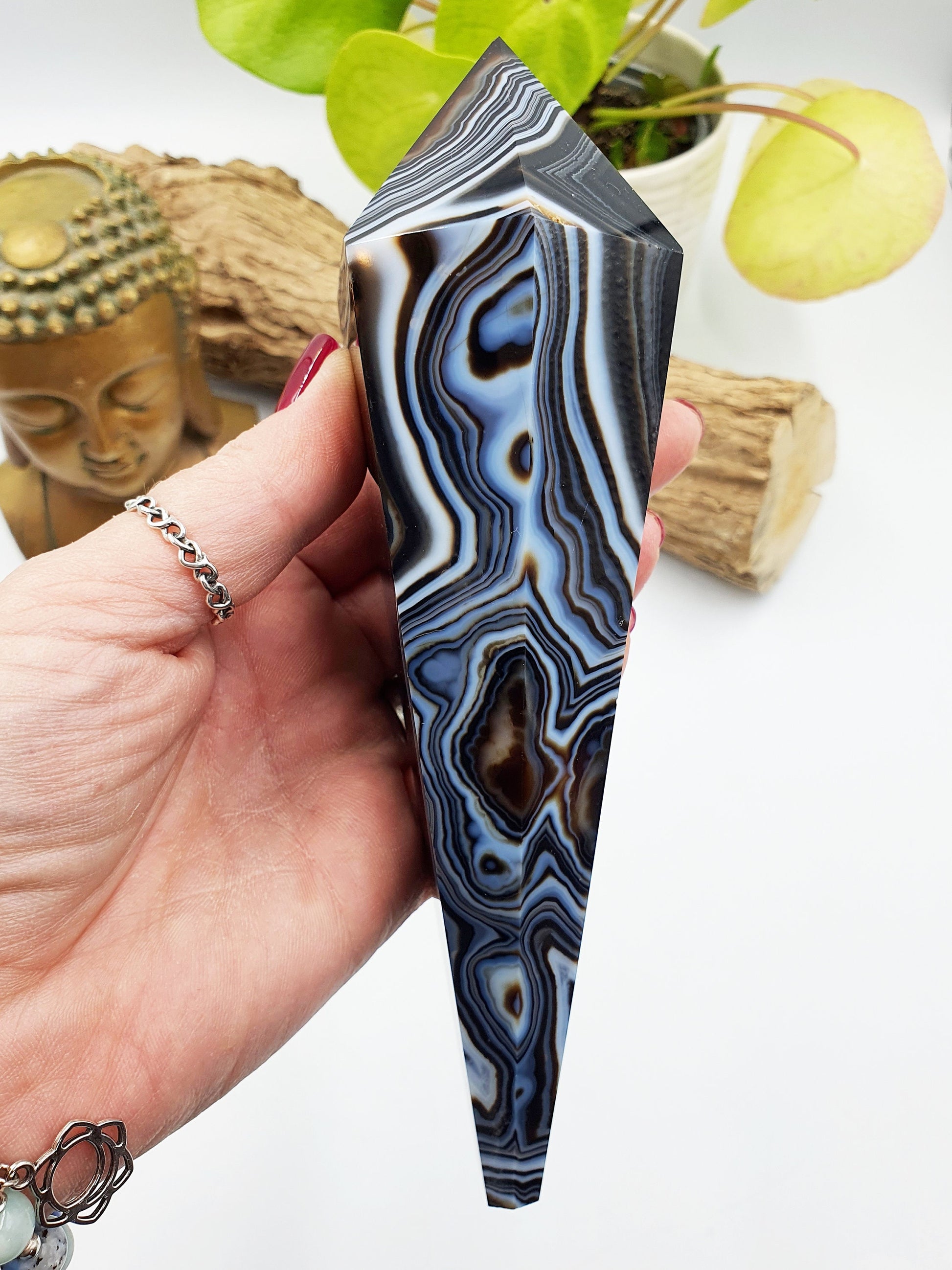 Large Black Banded Agate Sceptre