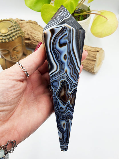 Large Black Banded Agate Sceptre