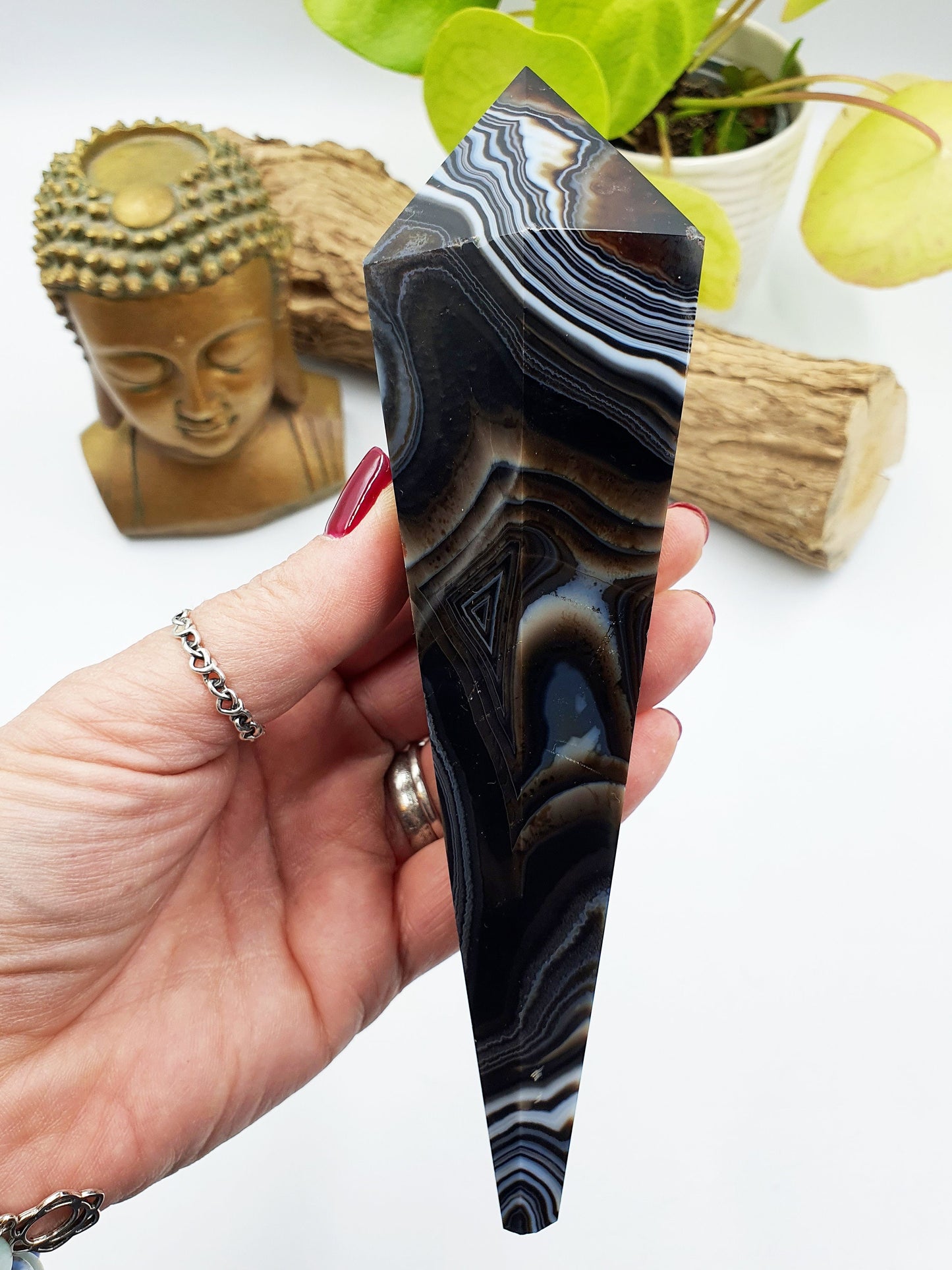 Large Black Banded Agate Sceptre