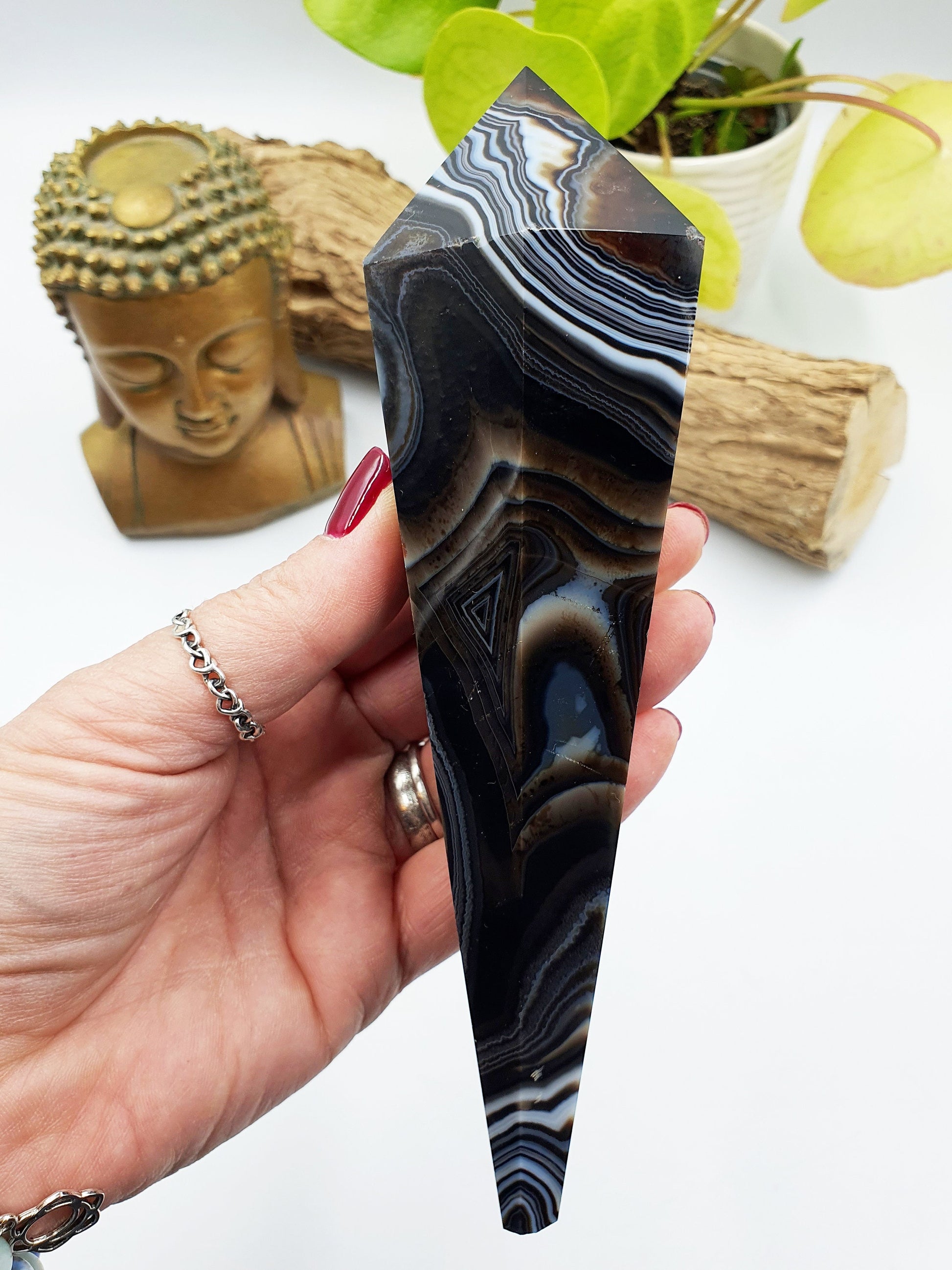 Large Black Banded Agate Sceptre