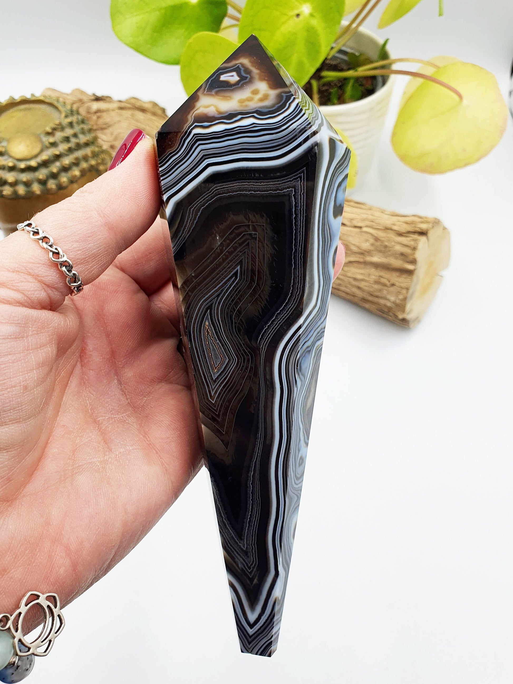 Large Black Banded Agate Sceptre