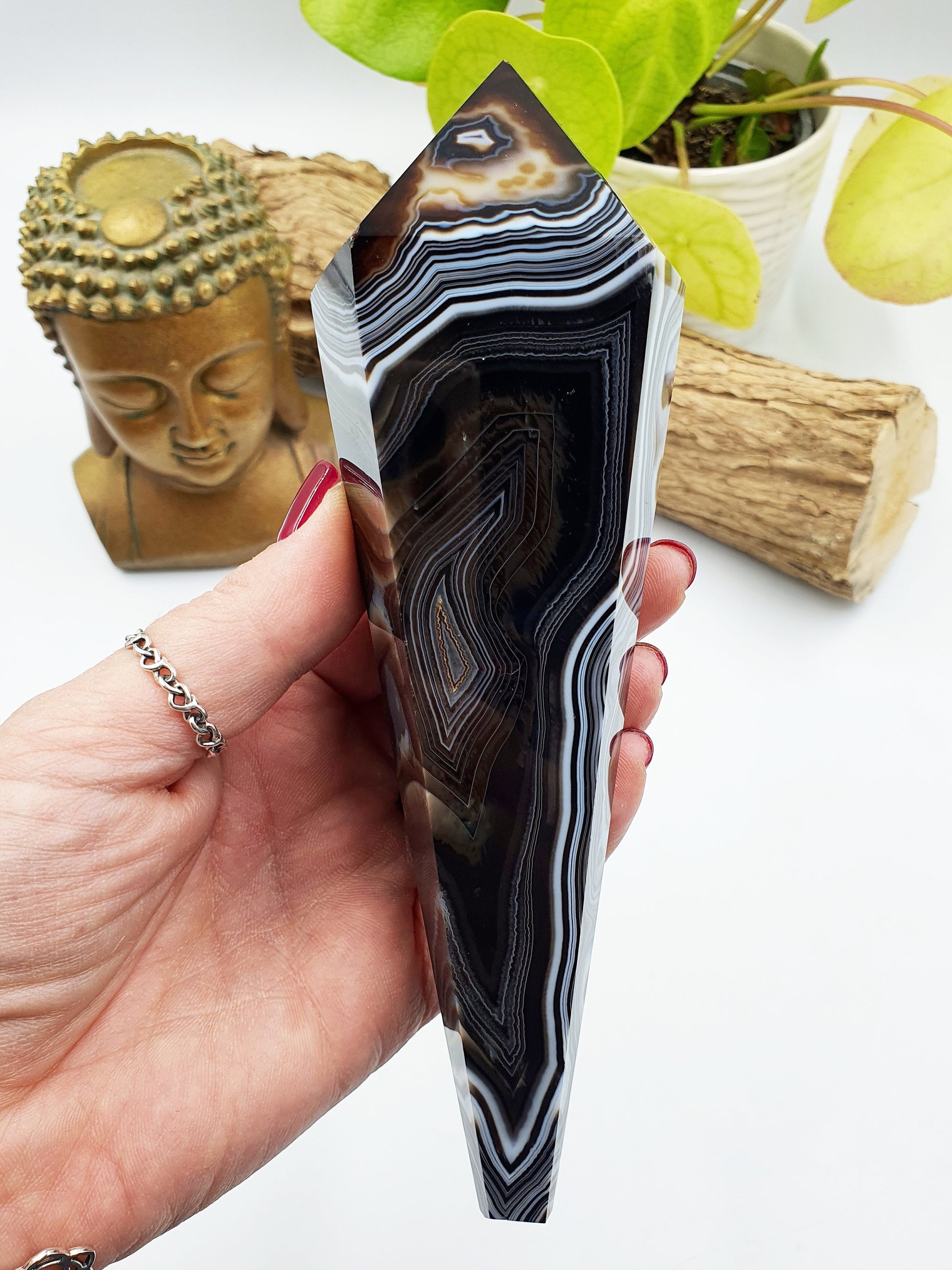 Large Black Banded Agate Sceptre