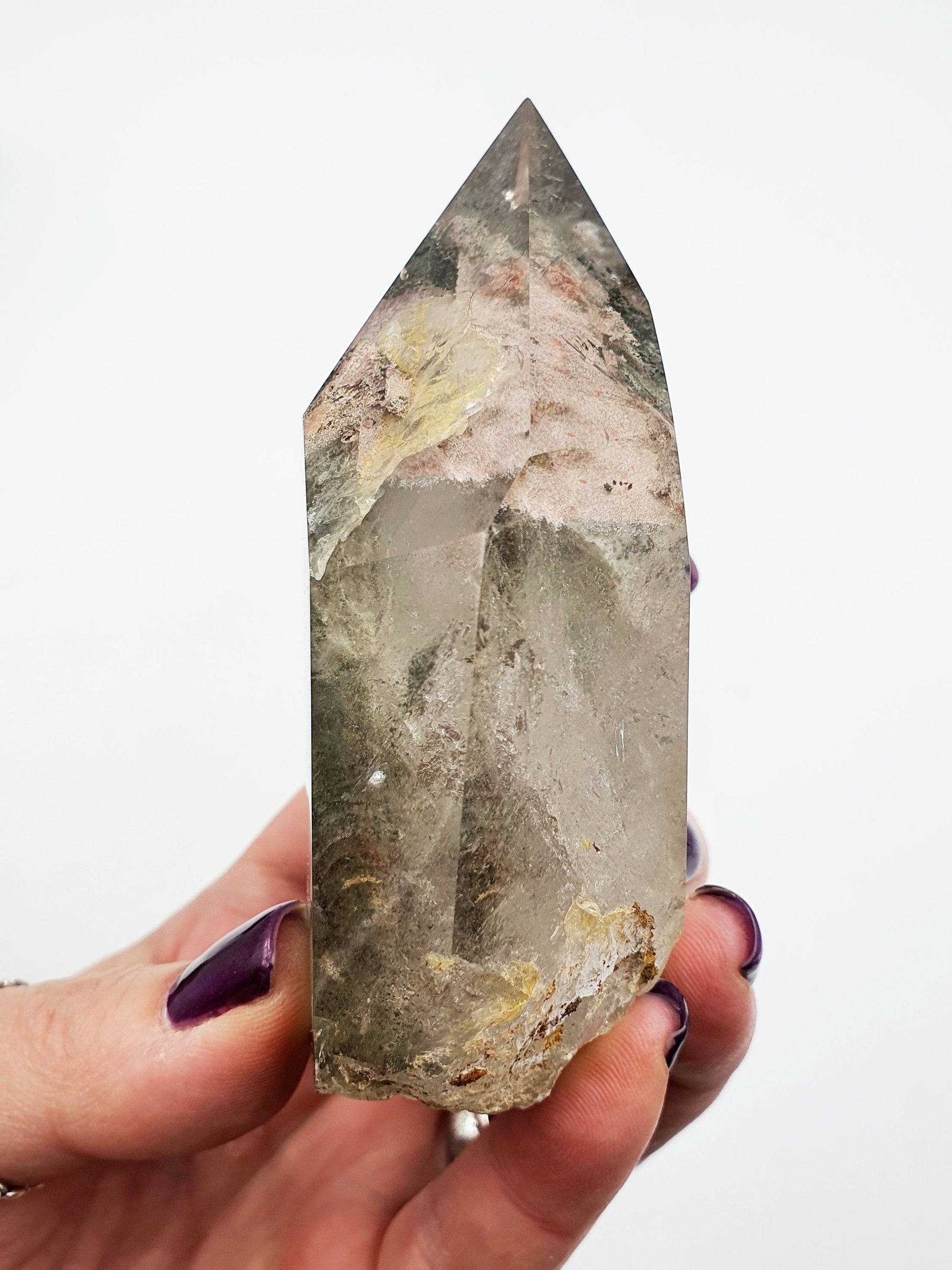 High Grade Green Garden Quartz Freeform /Lodolite Quartz Freeform