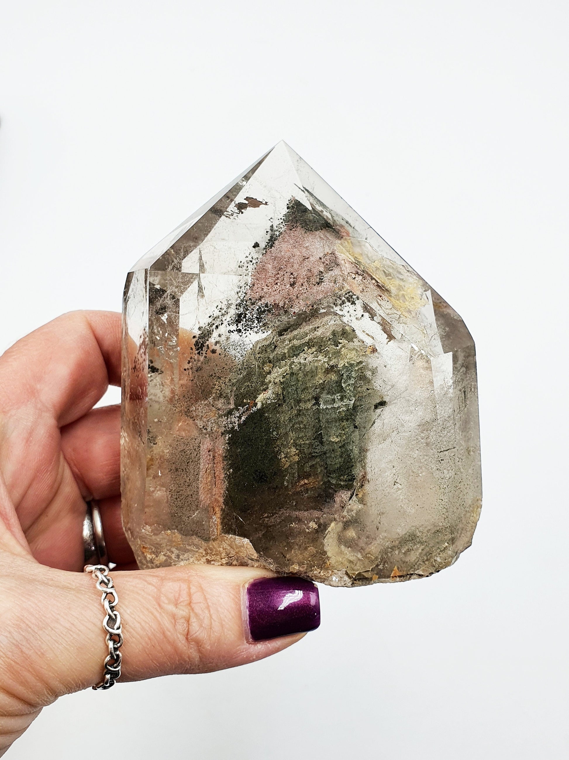 High Grade Green Garden Quartz Freeform /Lodolite Quartz Freeform