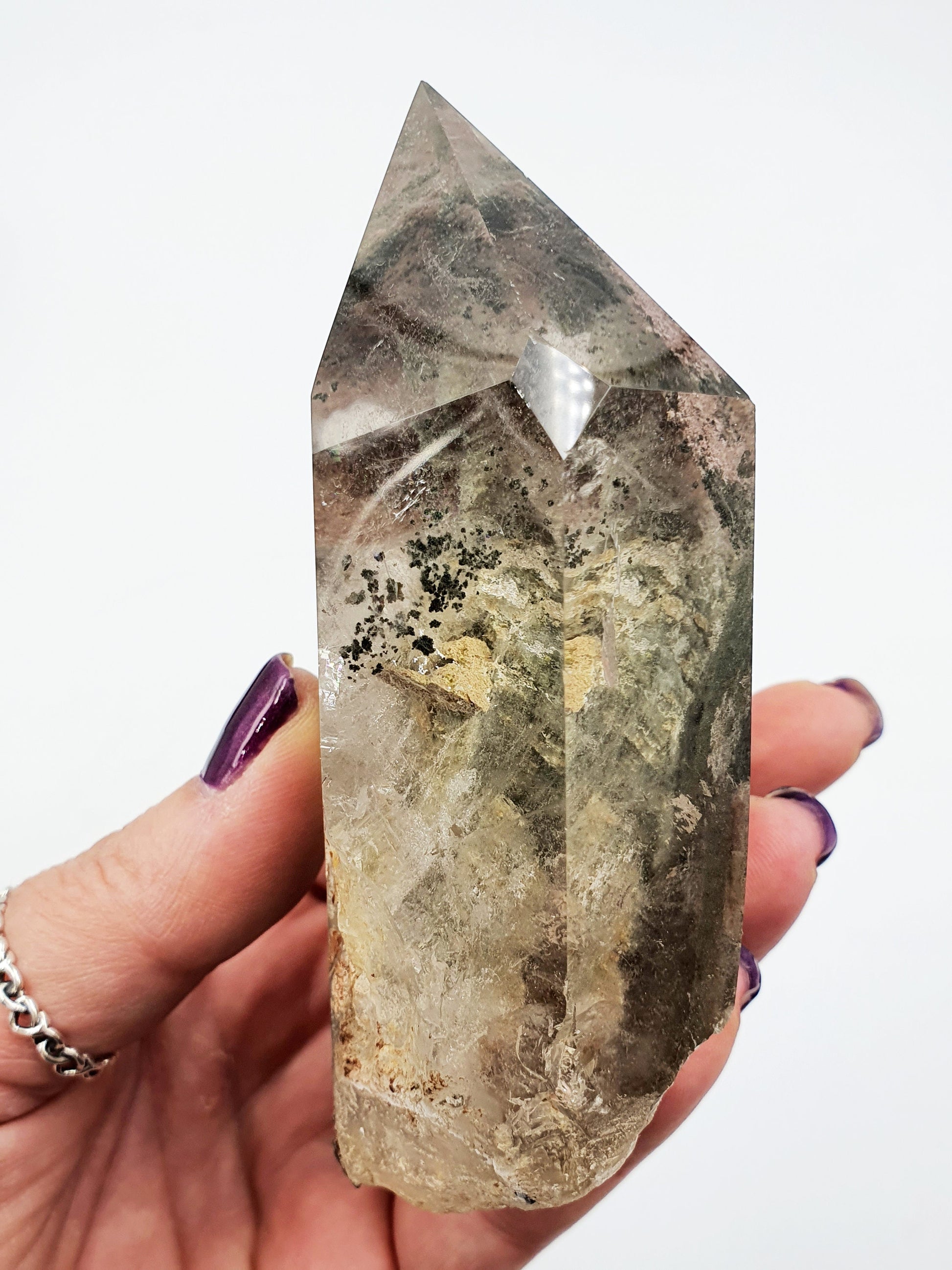 High Grade Green Garden Quartz Freeform /Lodolite Quartz Freeform