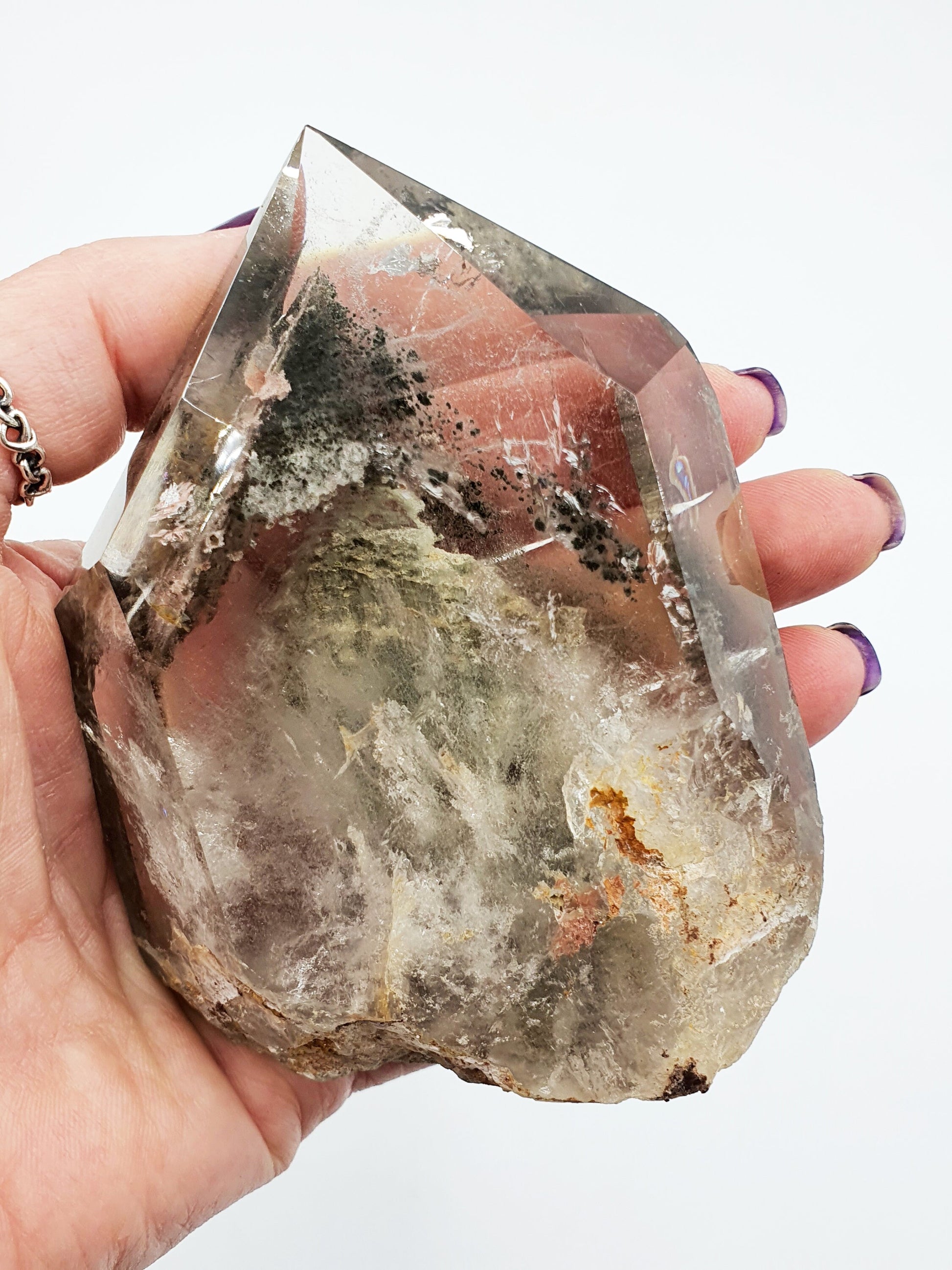 High Grade Green Garden Quartz Freeform /Lodolite Quartz Freeform