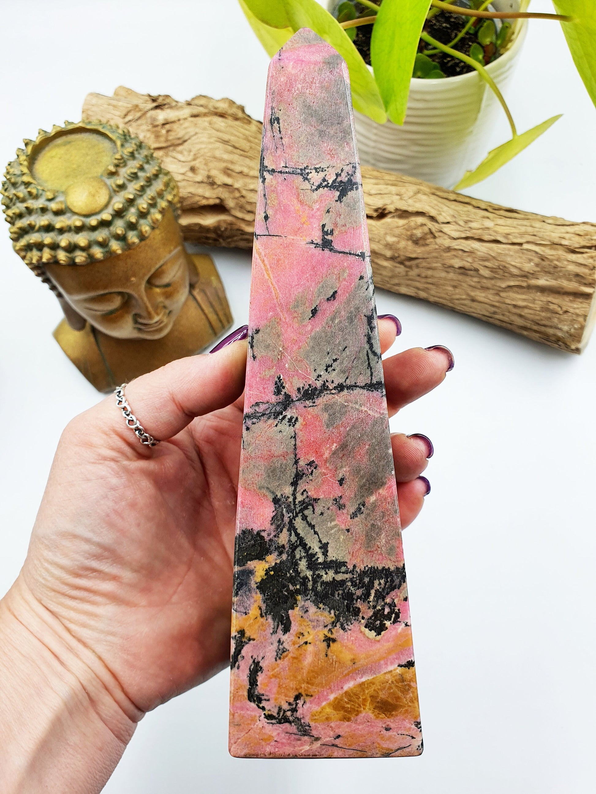 Large Rhodonite Crystal Tower