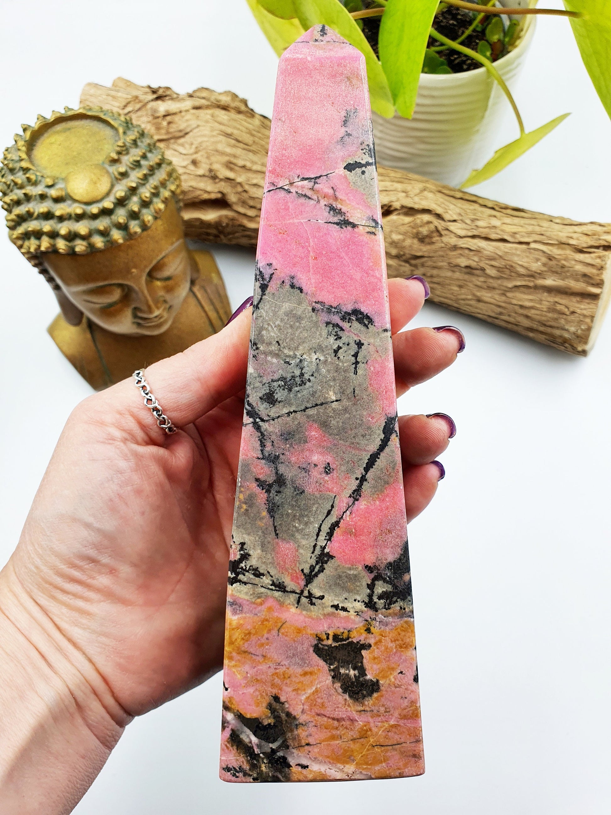 Large Rhodonite Crystal Tower