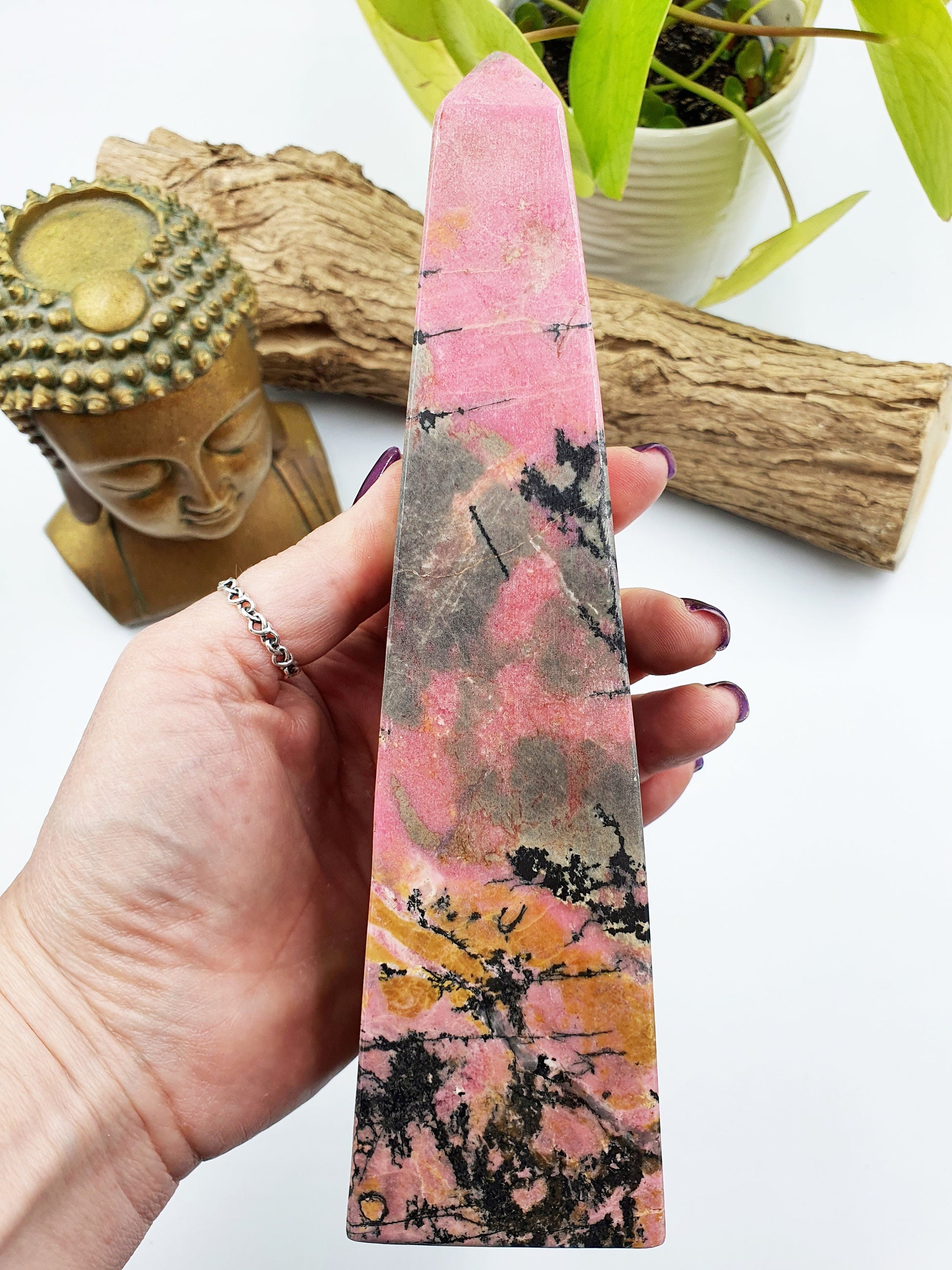 Large Rhodonite Crystal Tower