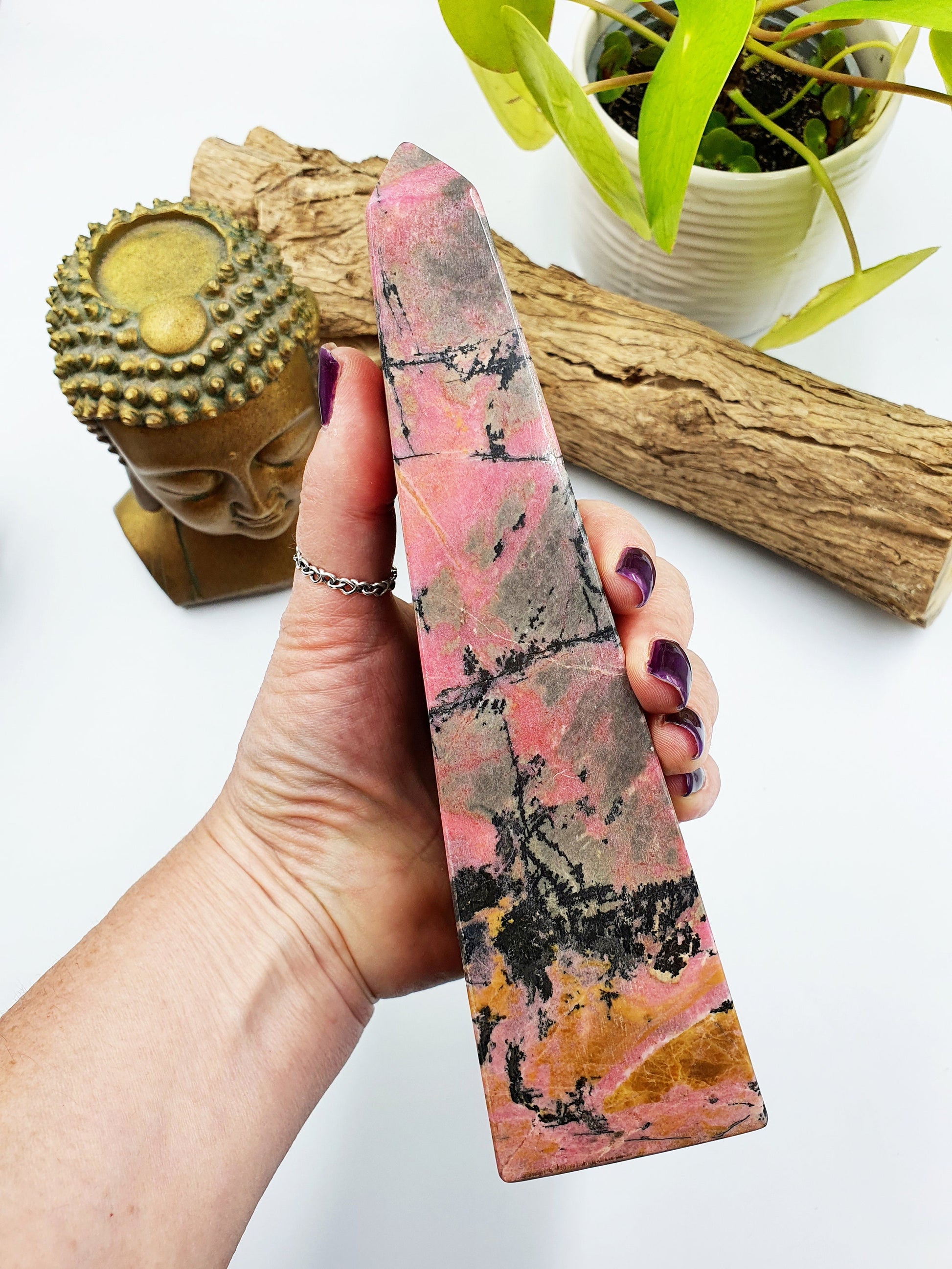 Large Rhodonite Crystal Tower