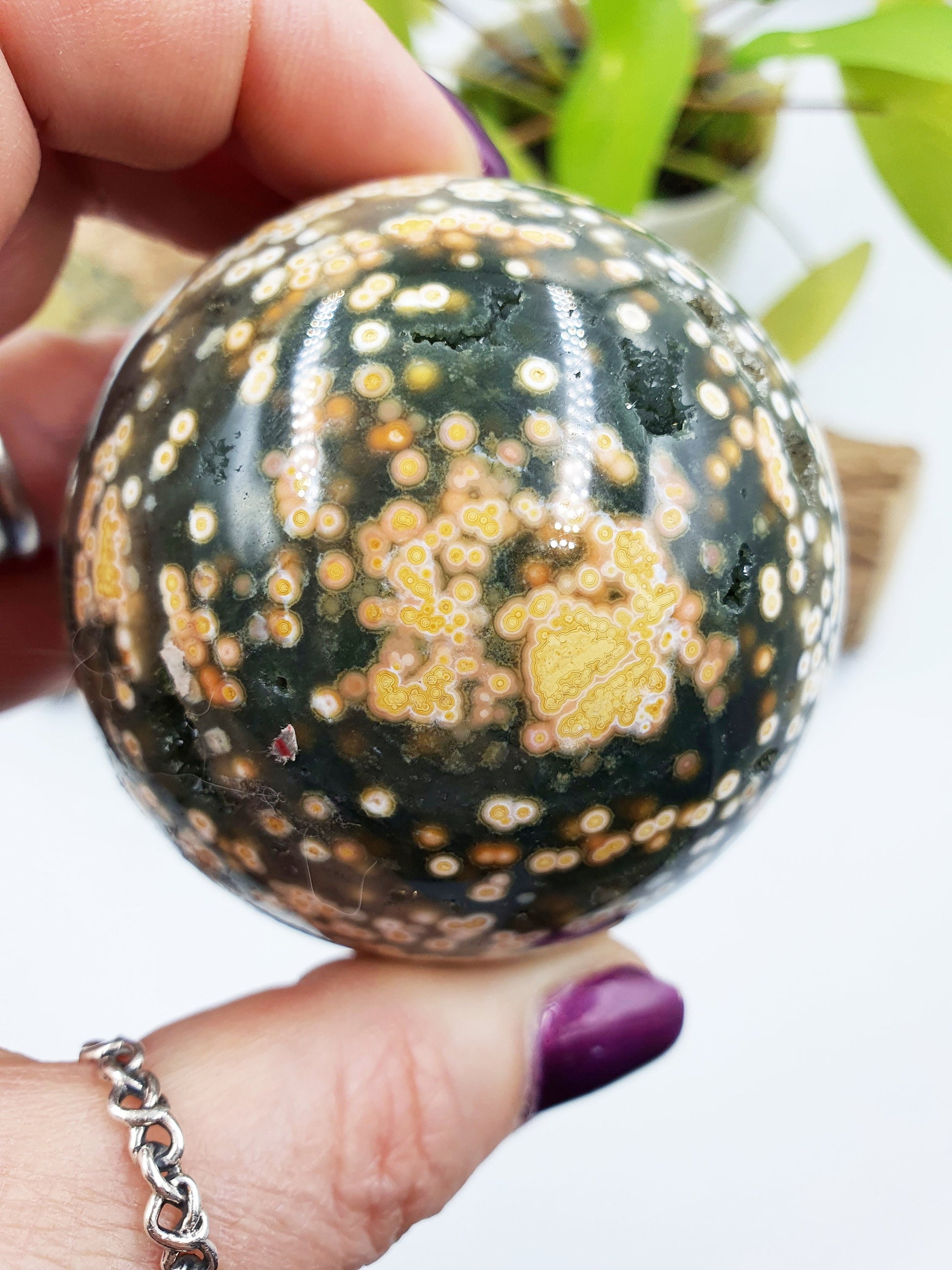 Orbicular Ocean Jasper Sphere