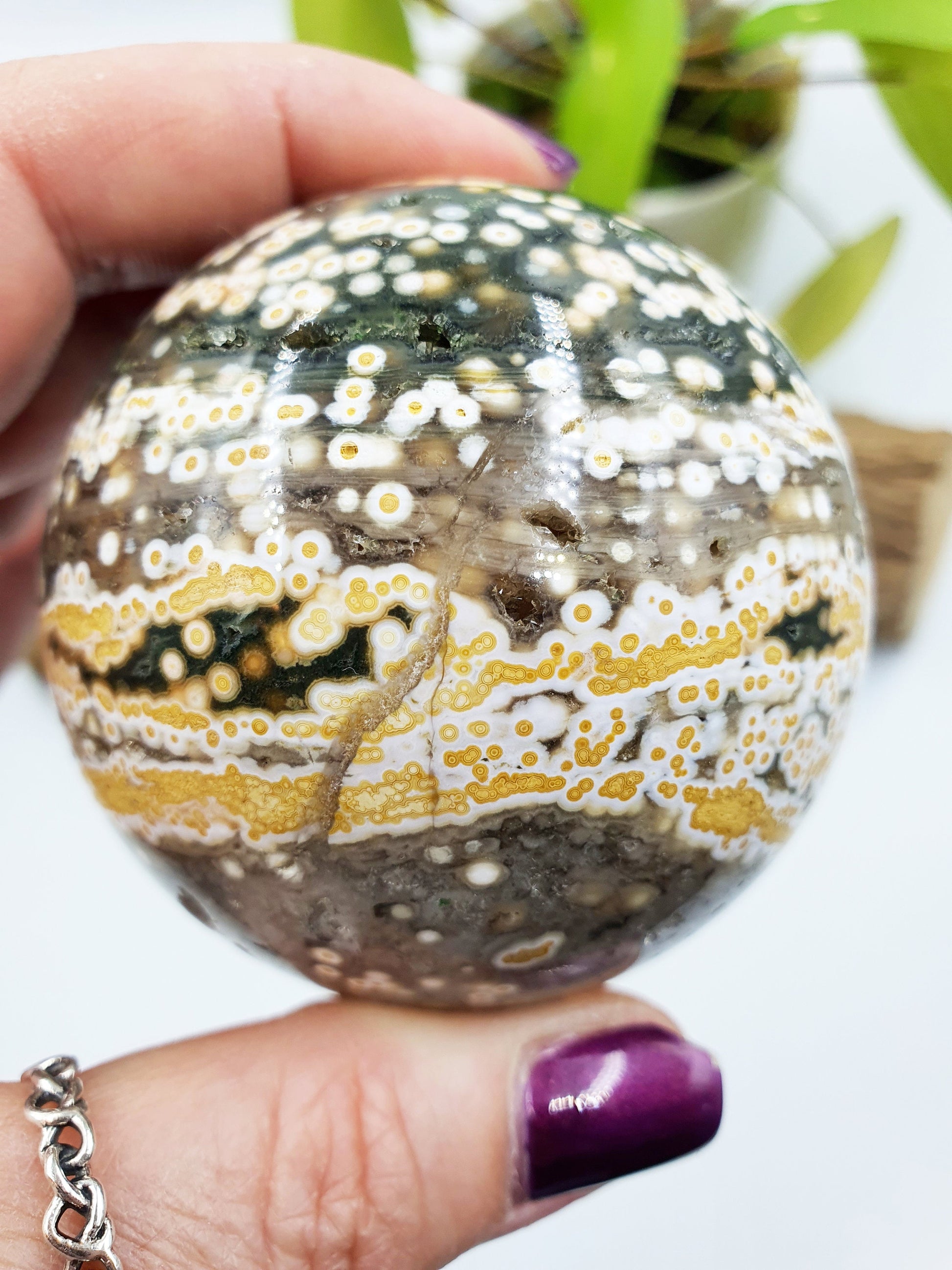 Orbicular Ocean Jasper Sphere