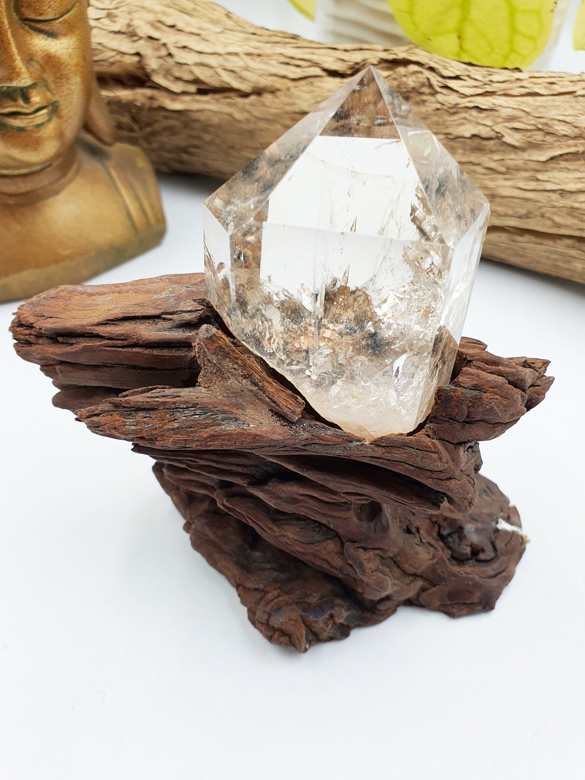 High Grade Garden Quartz Tower with stand /Lodolite Quartz Point