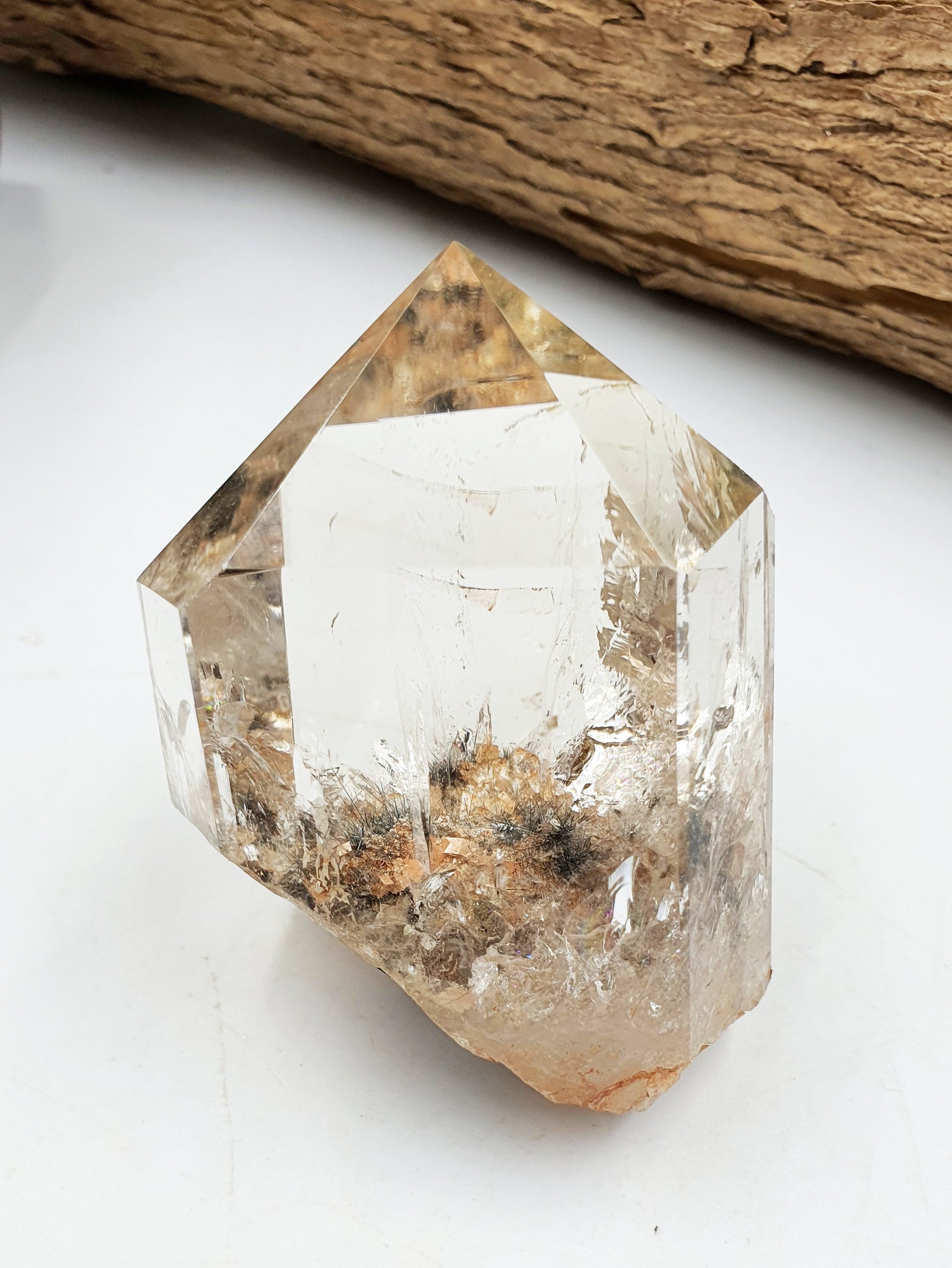 High Grade Garden Quartz Tower with stand /Lodolite Quartz Point