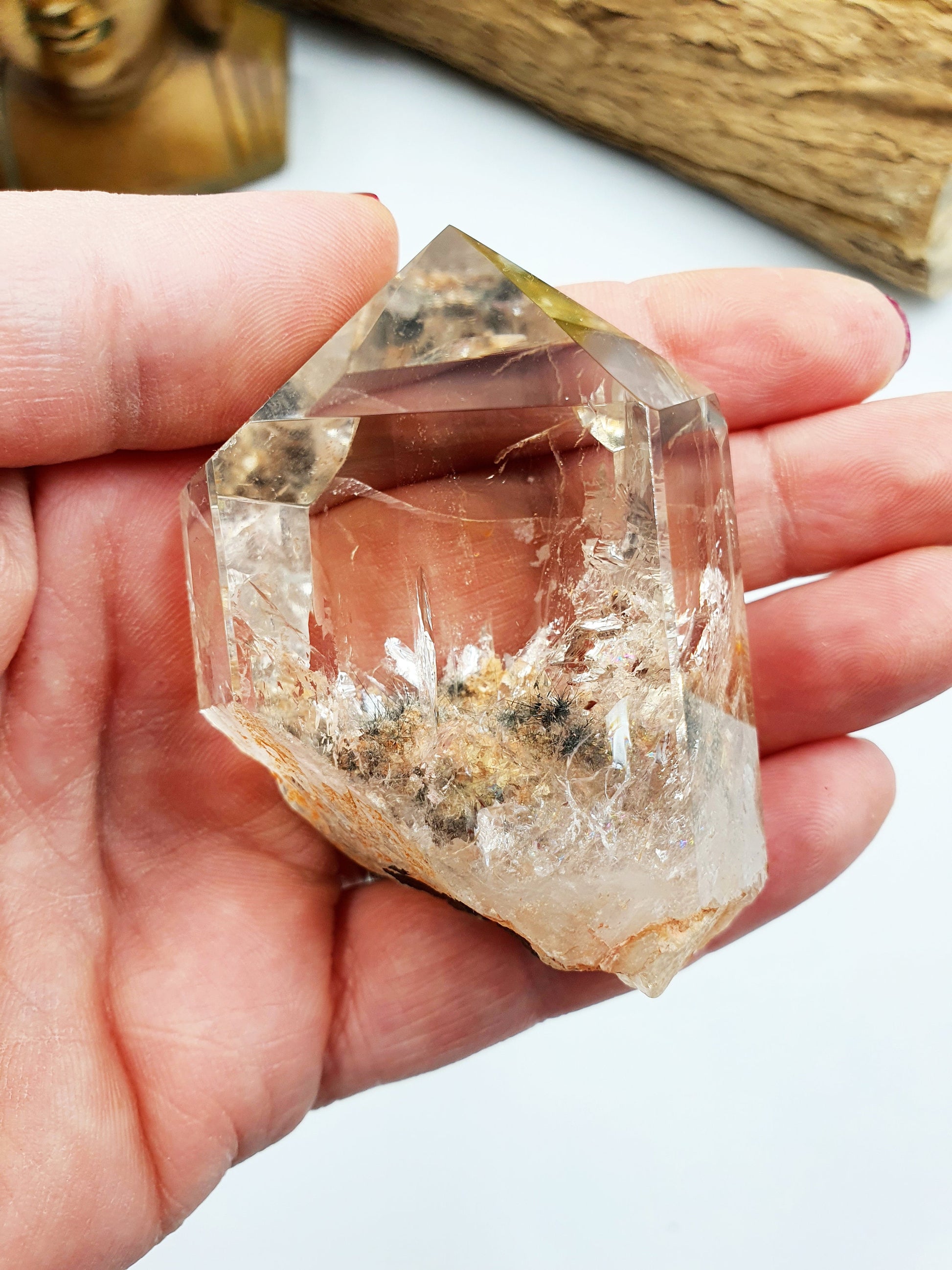 High Grade Garden Quartz Tower with stand /Lodolite Quartz Point