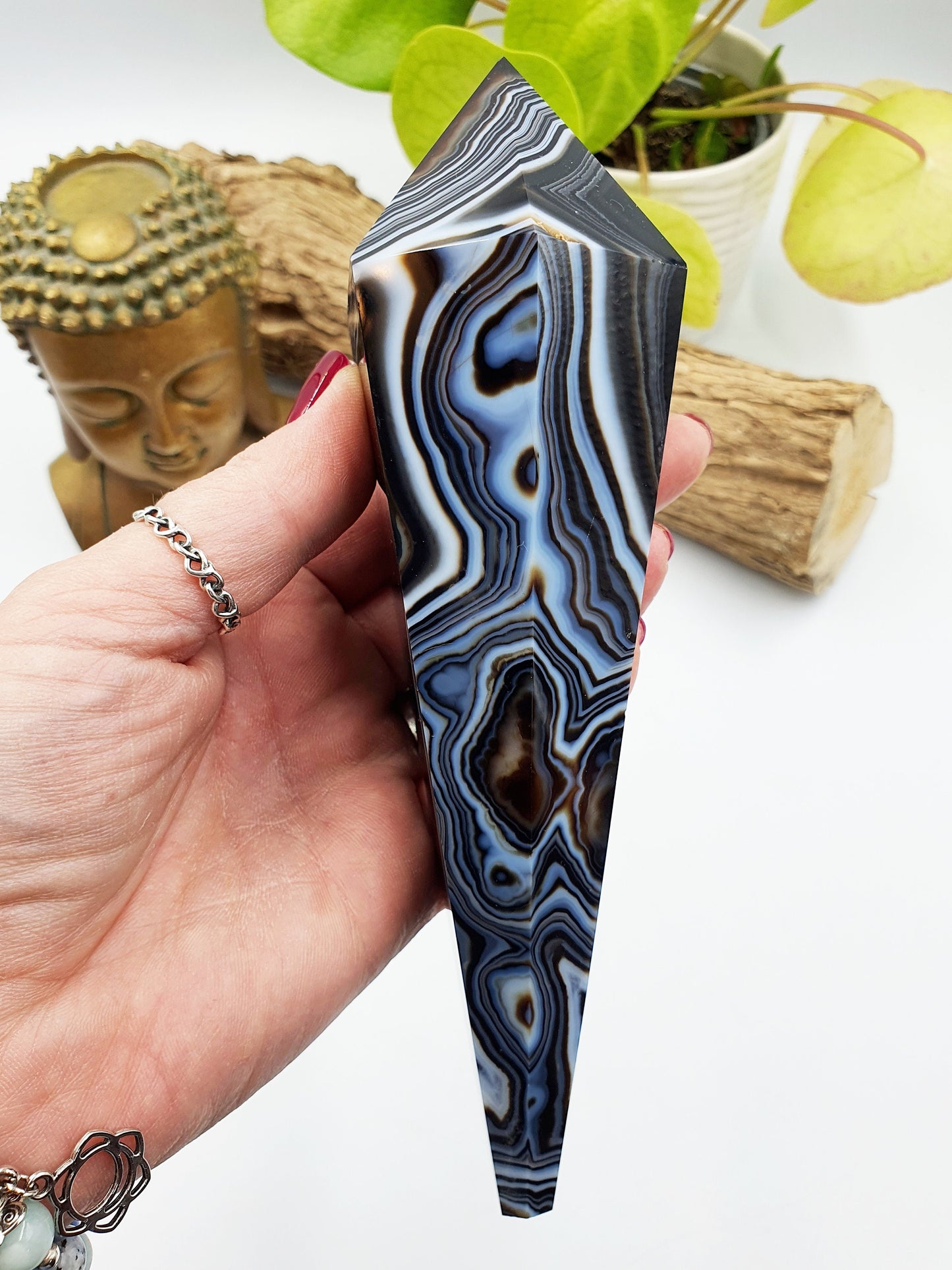 Large Black Banded Agate Sceptre