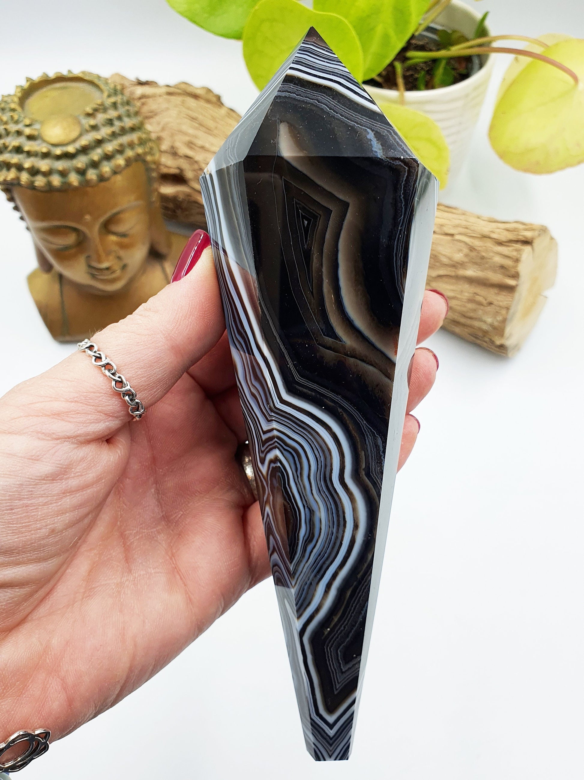 Large Black Banded Agate Sceptre
