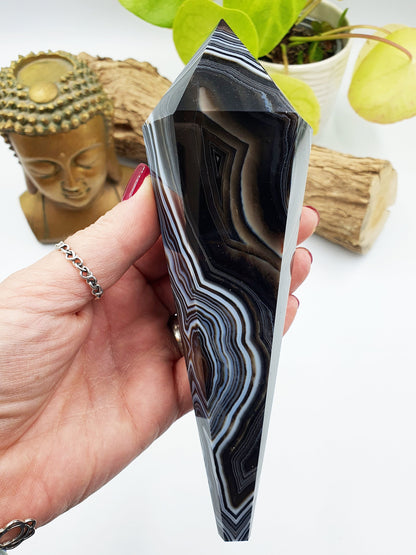 Large Black Banded Agate Sceptre