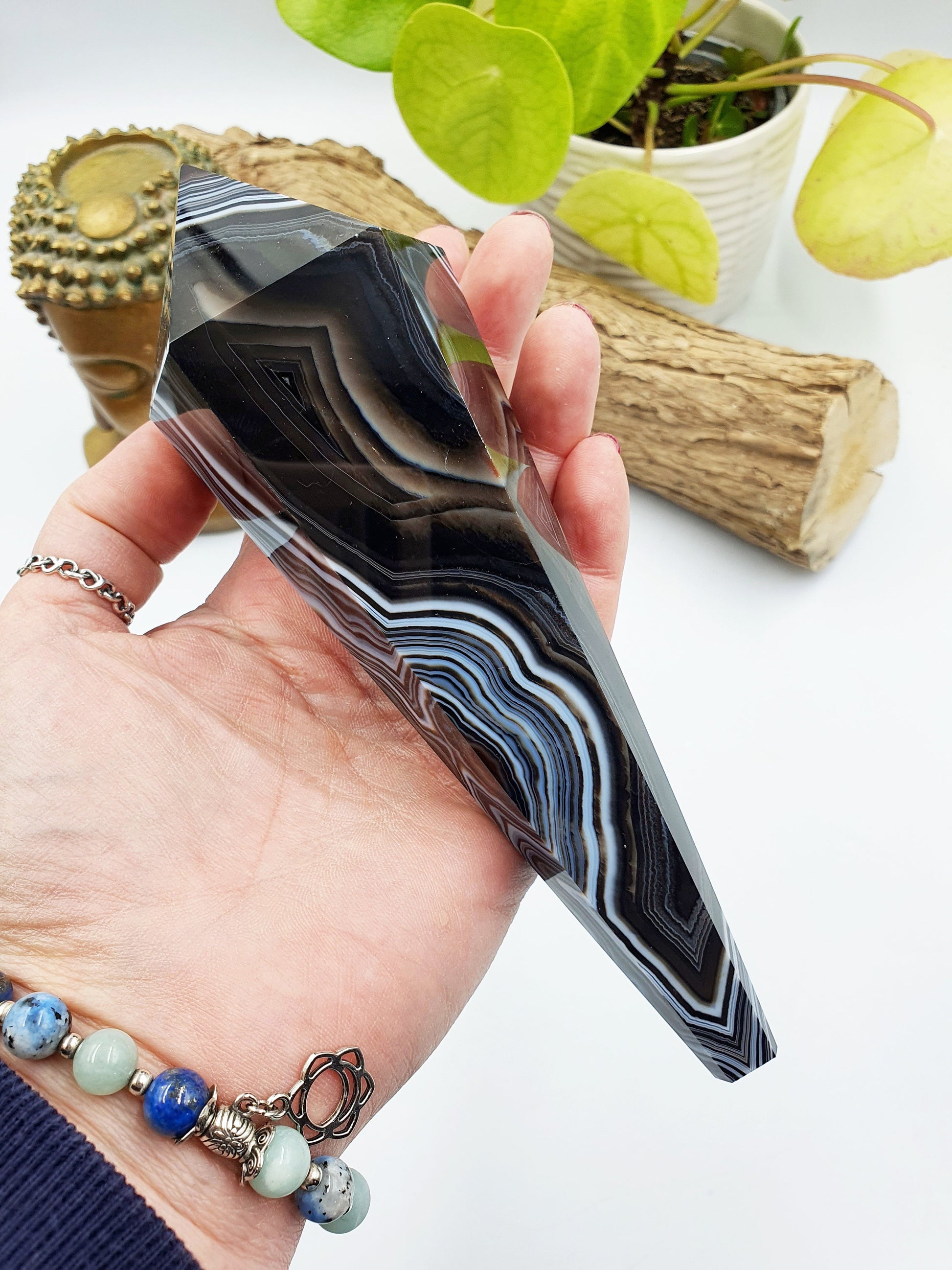 Large Black Banded Agate Sceptre