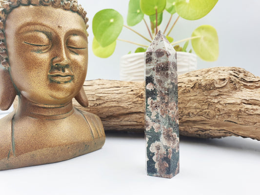 Green Flower Jasper Crystal Tower