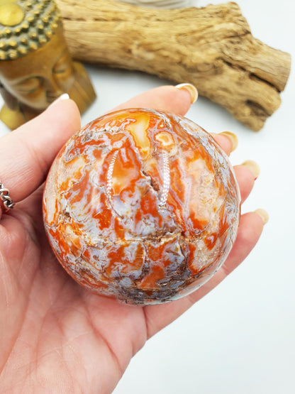 Red Moss Agate Drusy Sphere