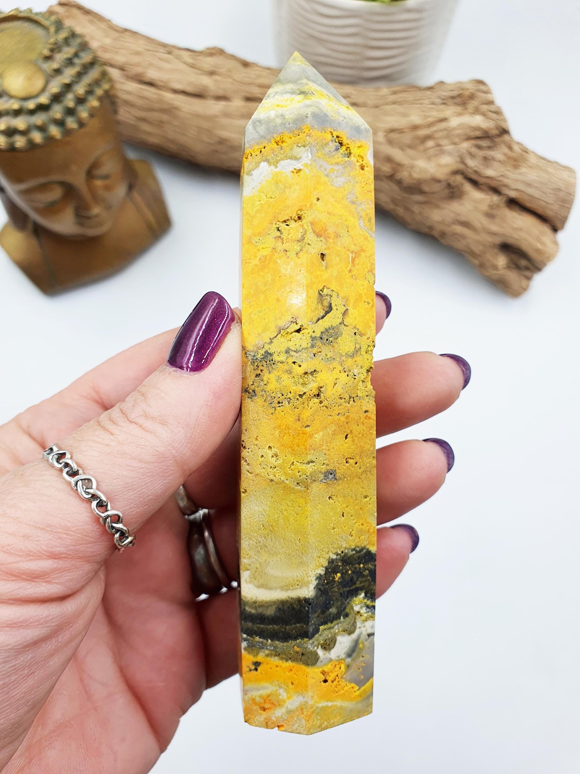Bumblebee Jasper Tower / Bumblebee Jasper Point / Bumblebee Jasper Obelisk / Bumblebee Jasper Crystal Healing Tower - 155g