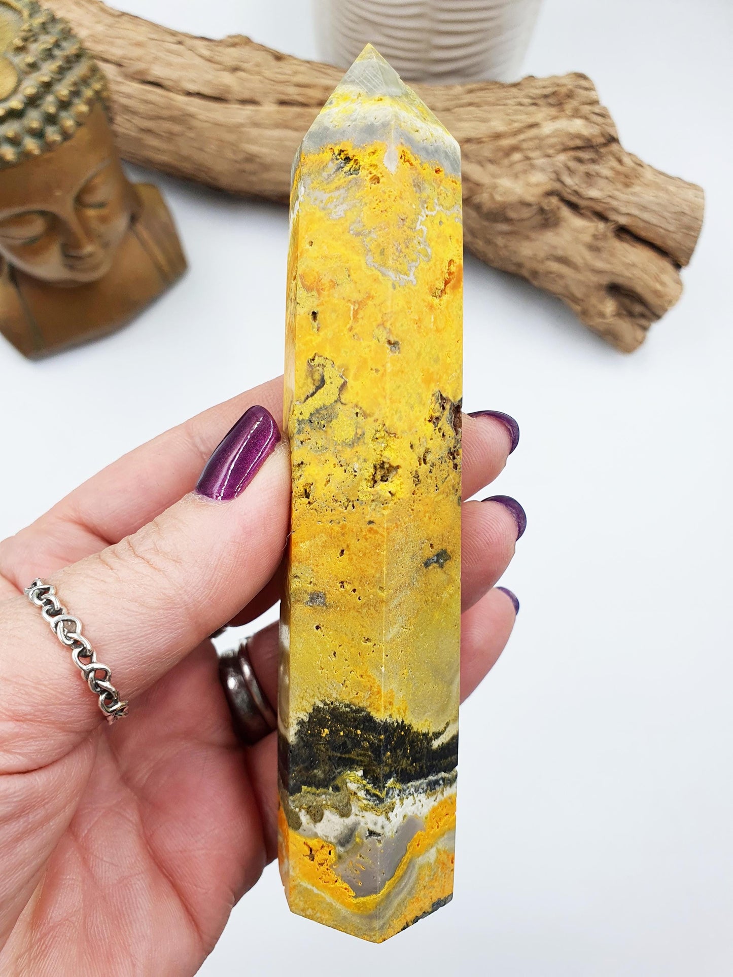 Bumblebee Jasper Tower / Bumblebee Jasper Point / Bumblebee Jasper Obelisk / Bumblebee Jasper Crystal Healing Tower - 155g