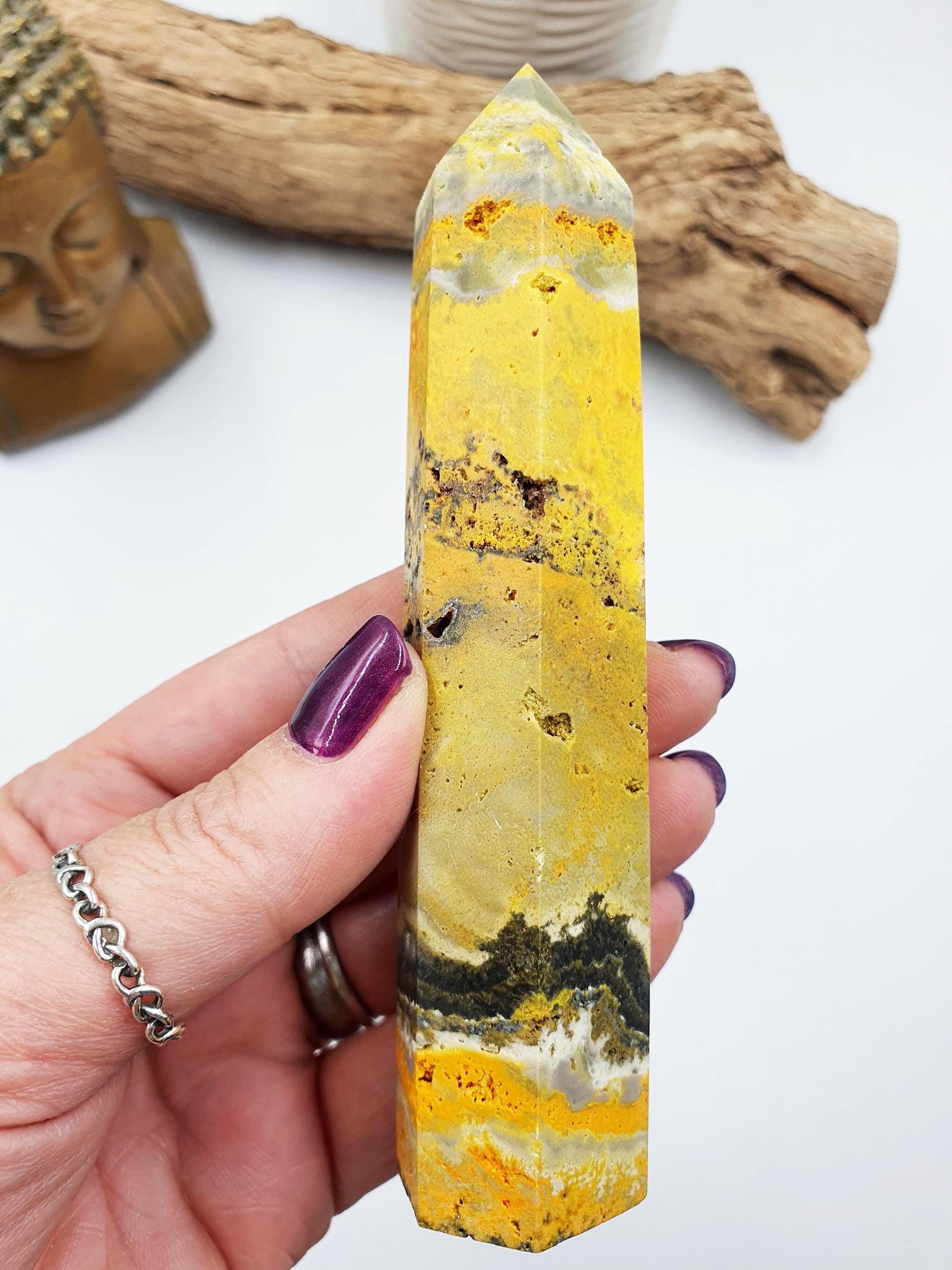 Bumblebee Jasper Tower / Bumblebee Jasper Point / Bumblebee Jasper Obelisk / Bumblebee Jasper Crystal Healing Tower - 155g