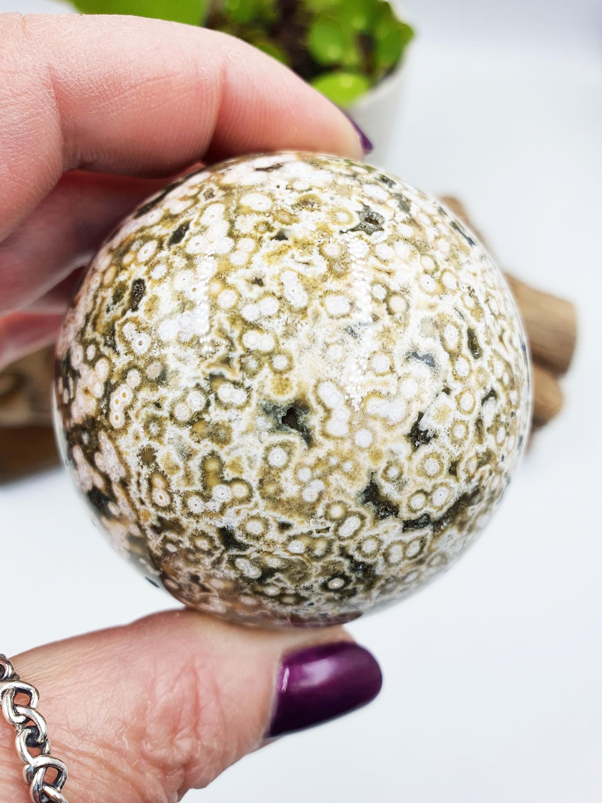Orbicular Ocean Jasper Sphere