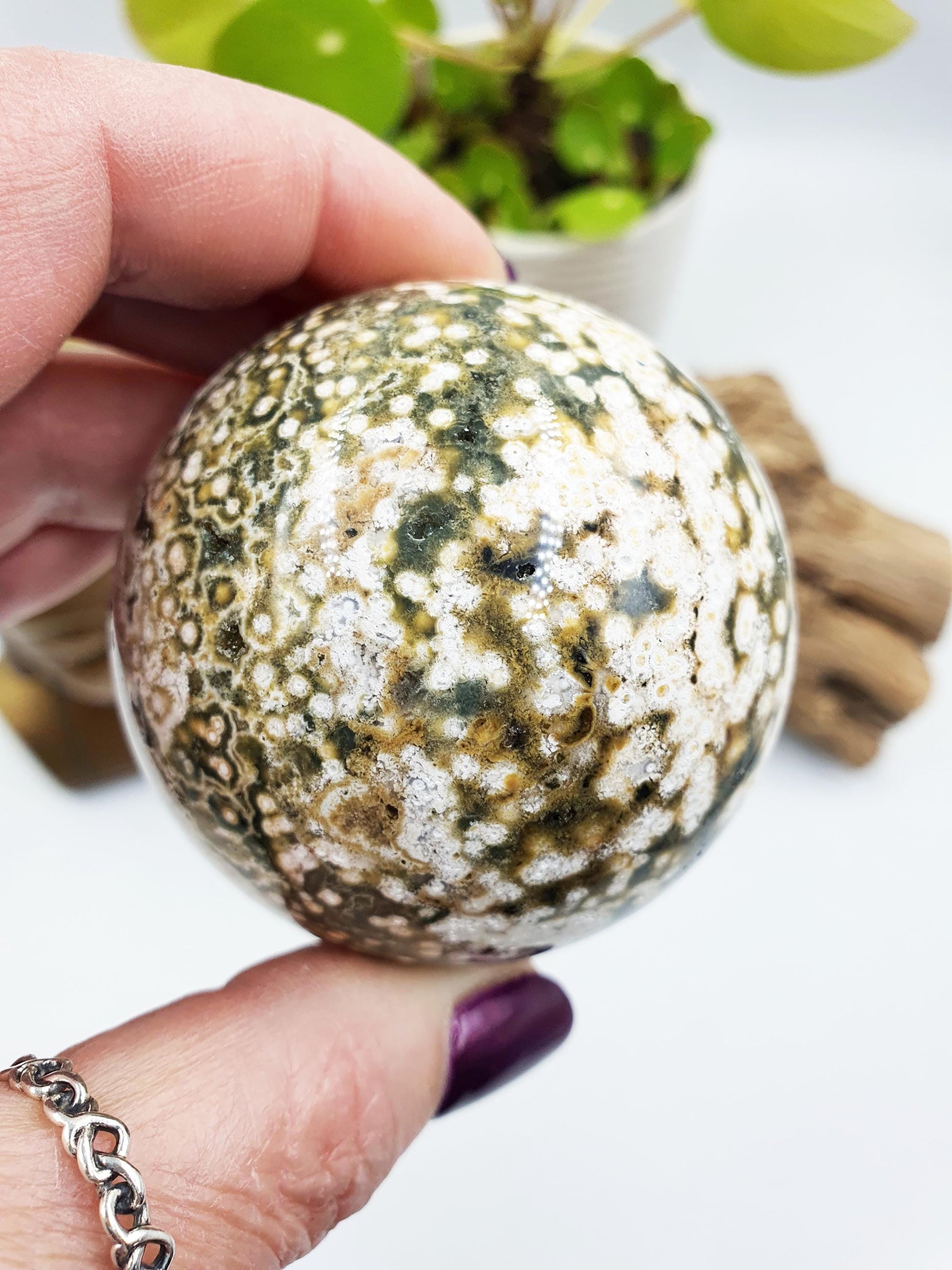Orbicular Ocean Jasper Sphere