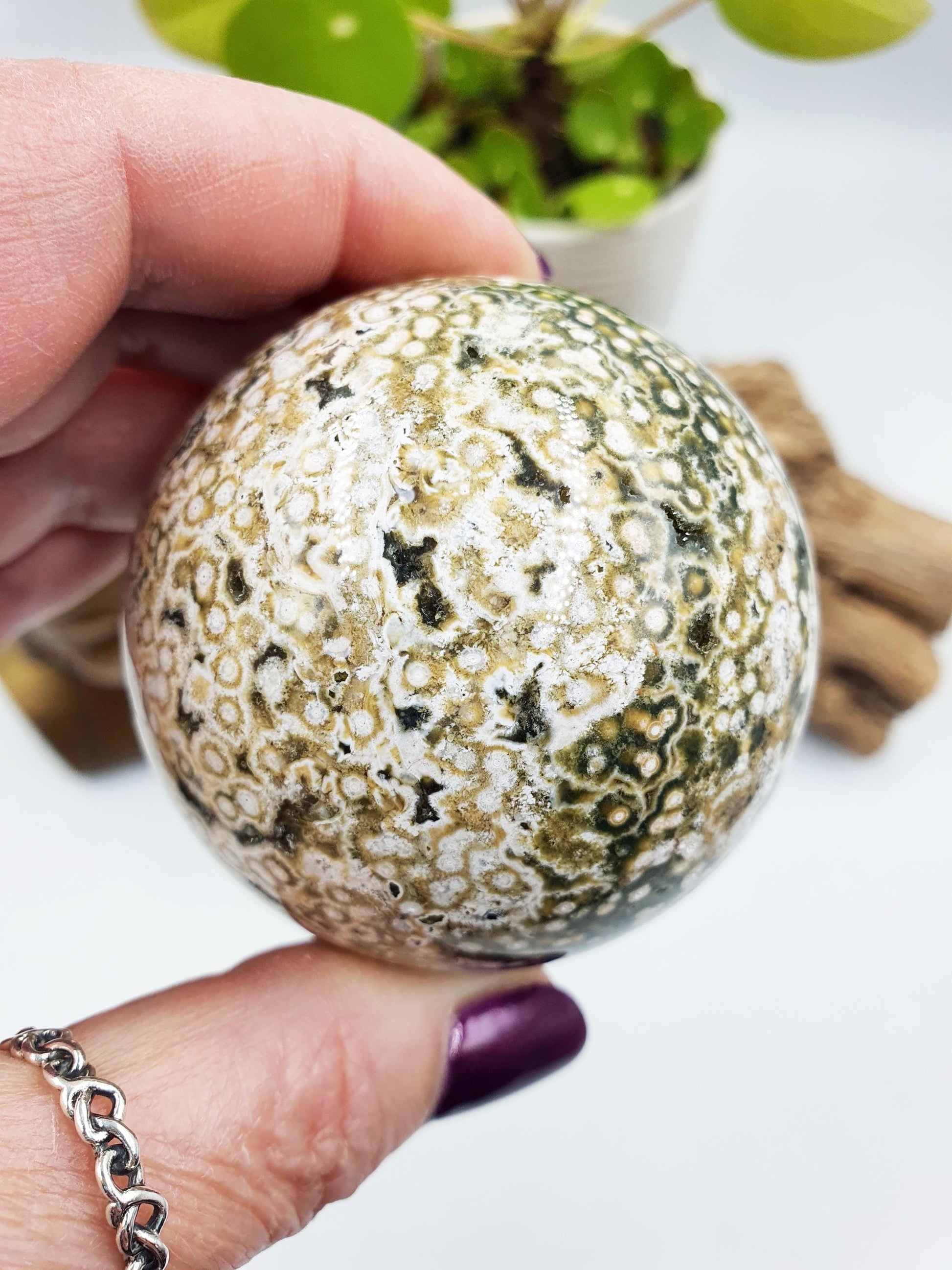 Orbicular Ocean Jasper Sphere