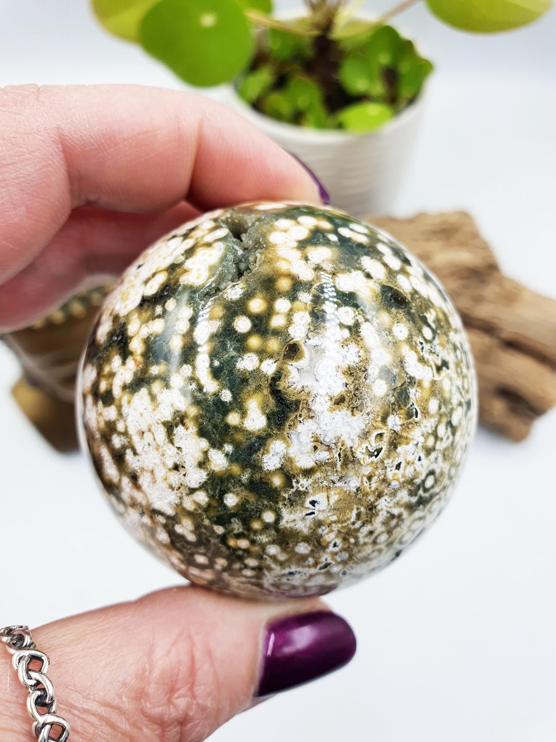 Orbicular Ocean Jasper Sphere