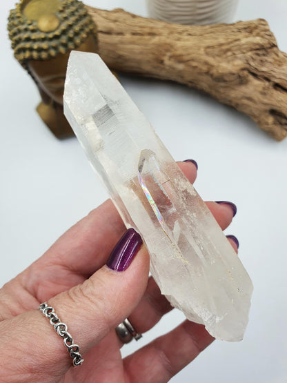 Rare Large Lemurian Quartz Cluster Wand with rainbow