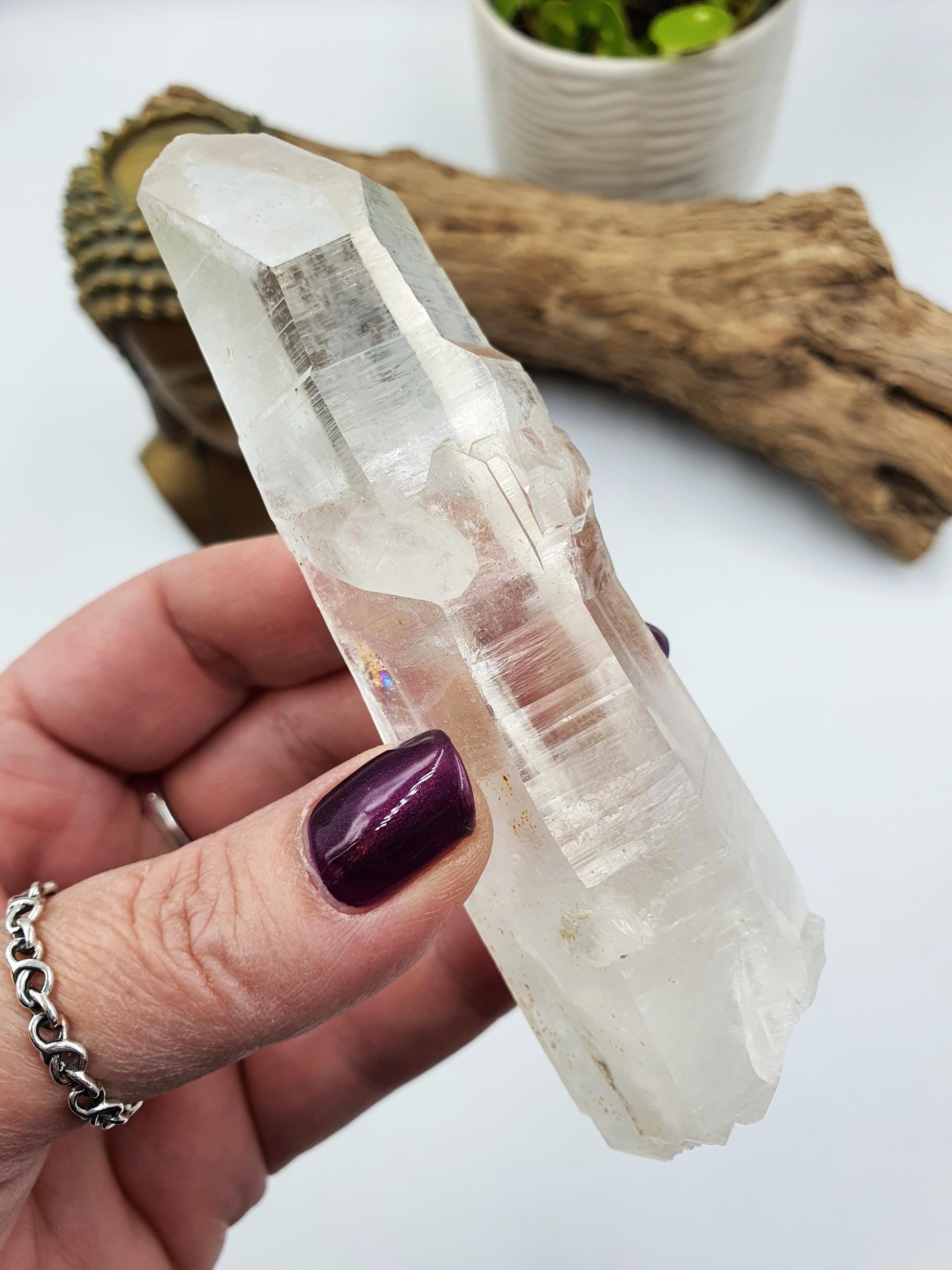 Rare Large Lemurian Quartz Cluster Wand with rainbow